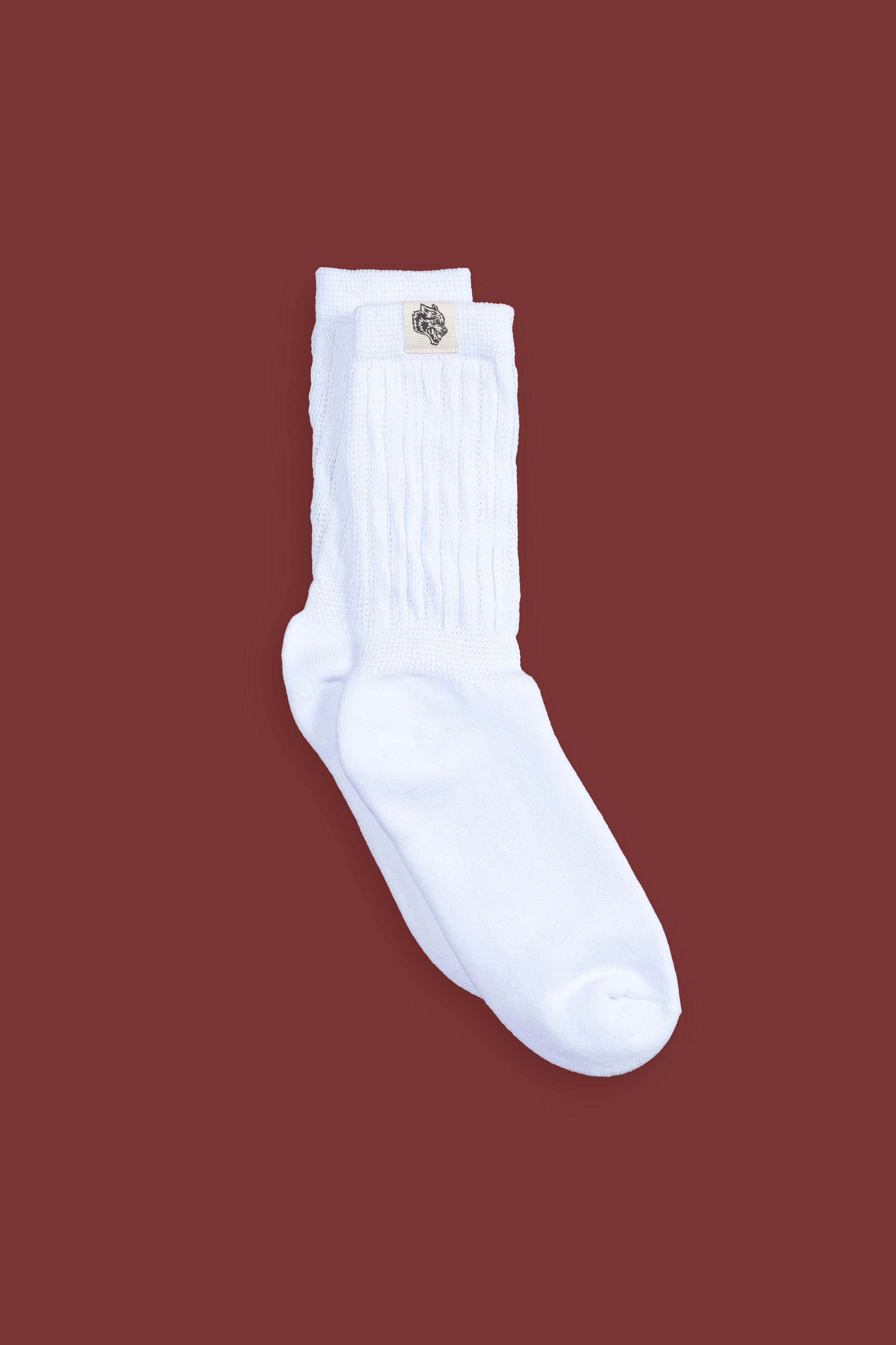 Wolf Patch V2 Comfy Socks in White – DarcSport