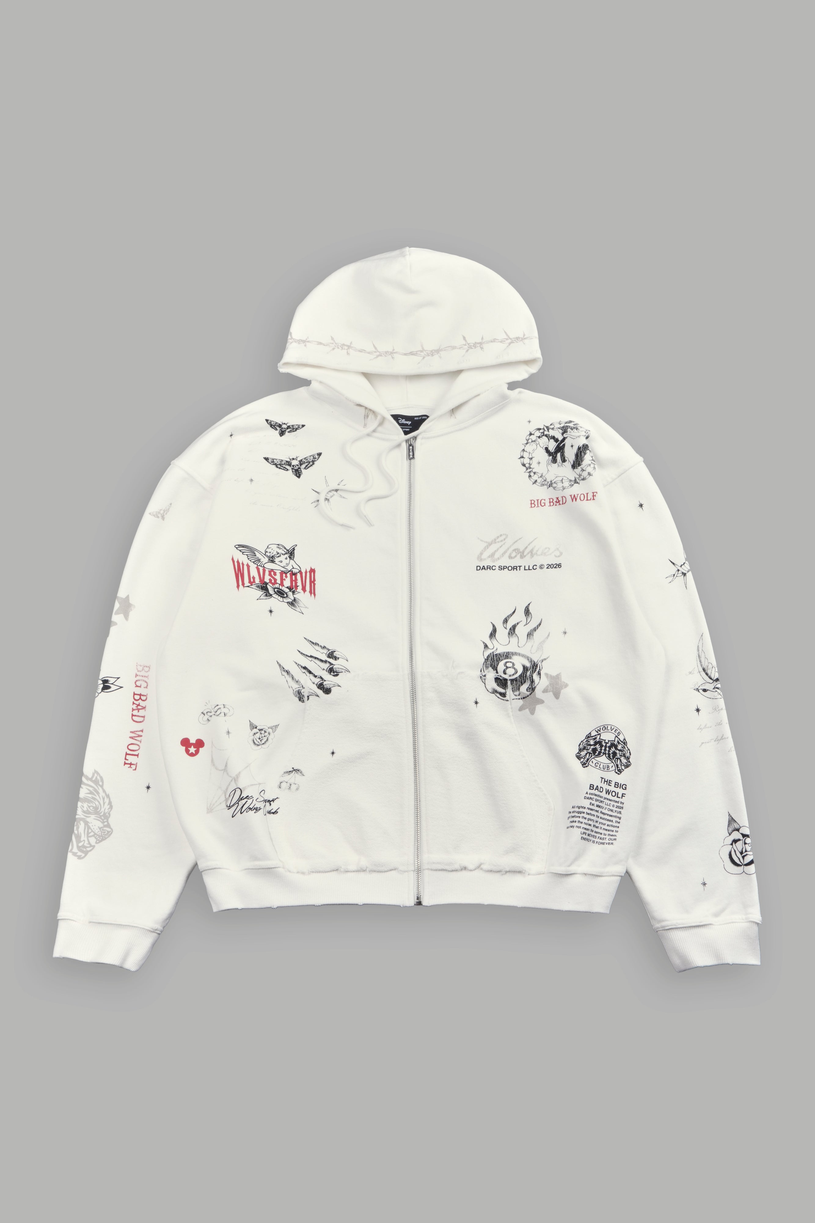 SUGATA スガタMOON HOODIE / WHITE badhop L Big Bad Wolves Grunge Moatis Zip Hoodie in Cream – DarcSport