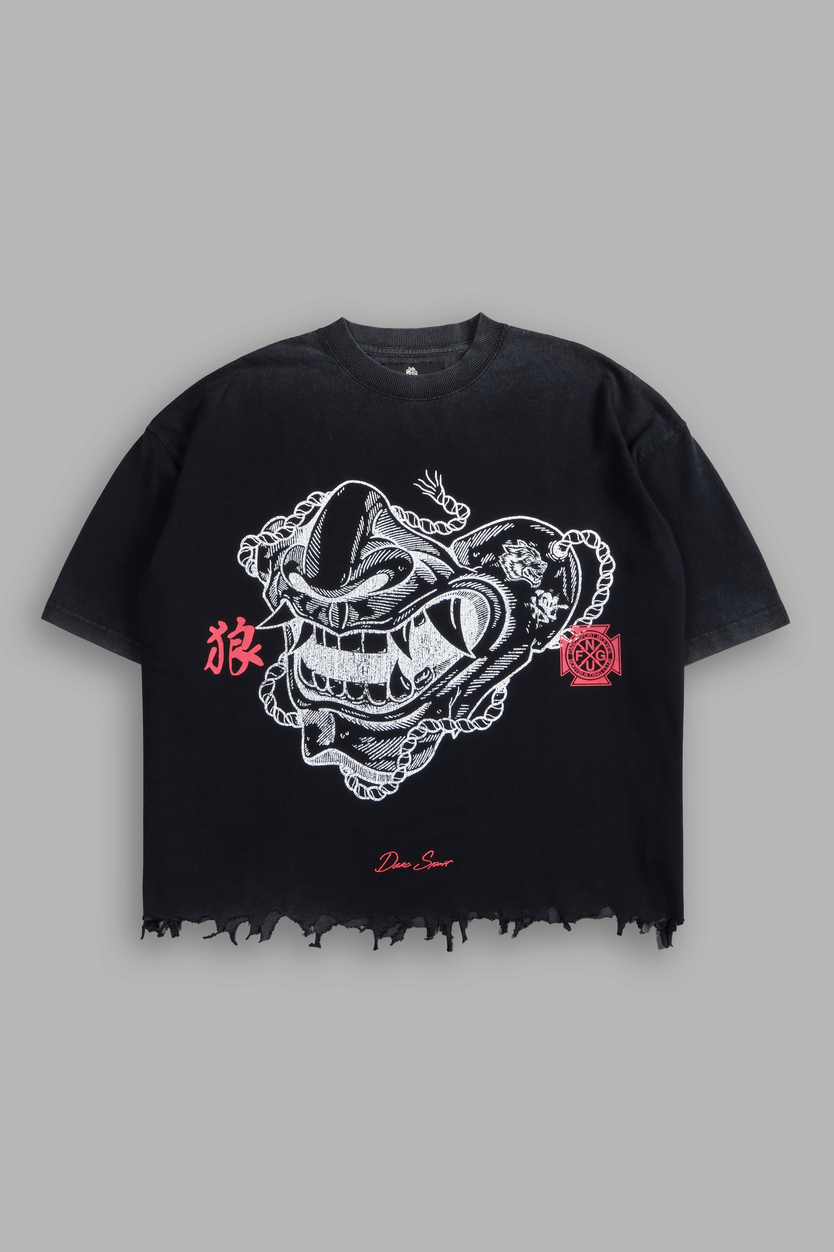 【新品】the phos / half sleeve tee (Black) Half Mempo Destroyed Grunge 