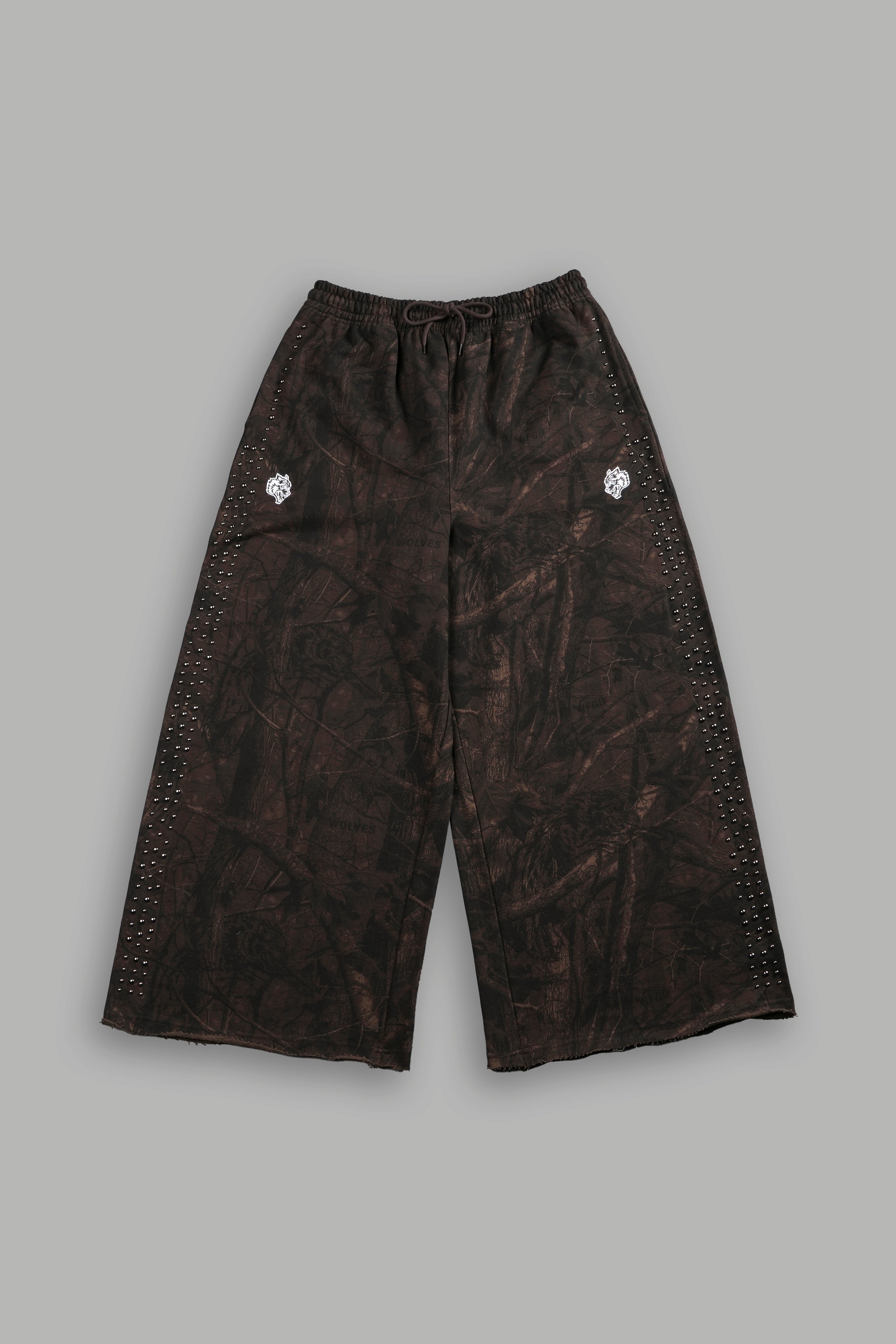 ダルクスポーツWolf Remind Omen Sweat Pants Dual Wolf Stud Grunge Oversized Omen Sweat Pants in Brown