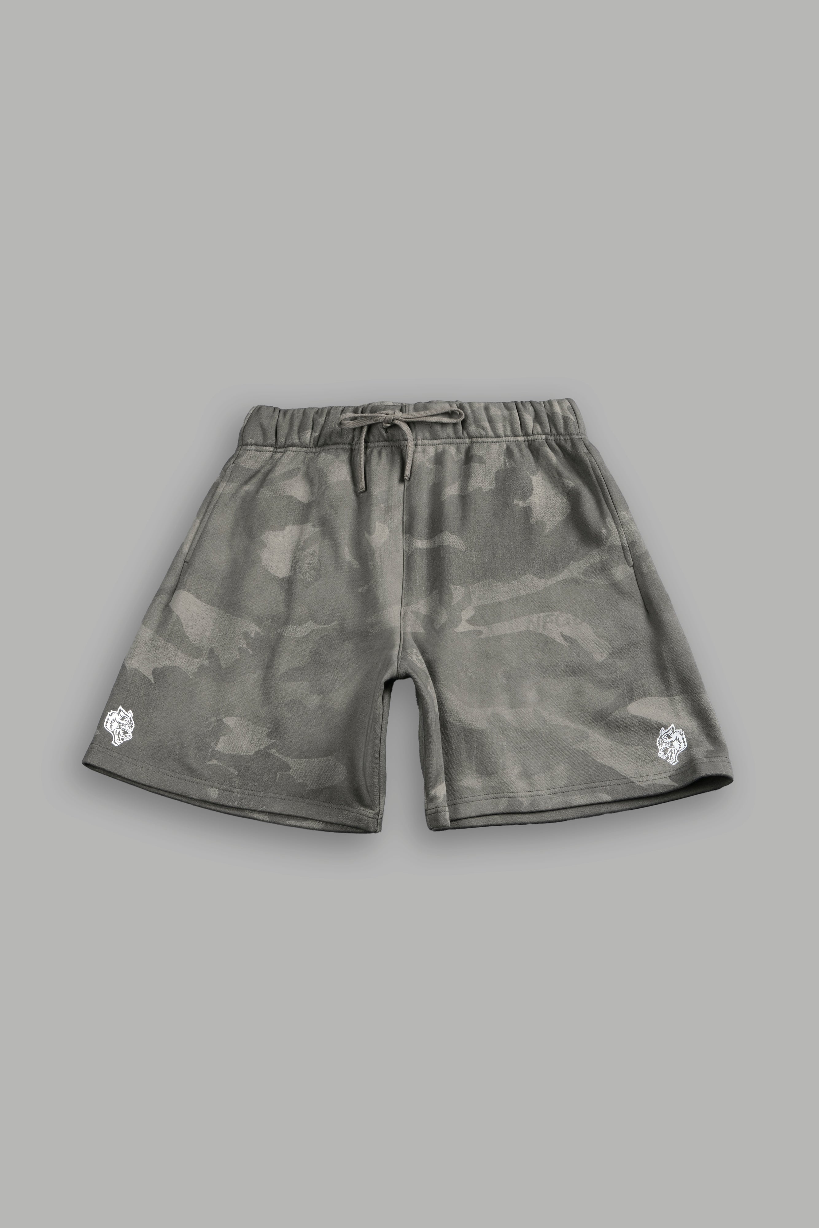 Dual Oversized Post Lounge Sweat Shorts in Lush Vintage Woodland