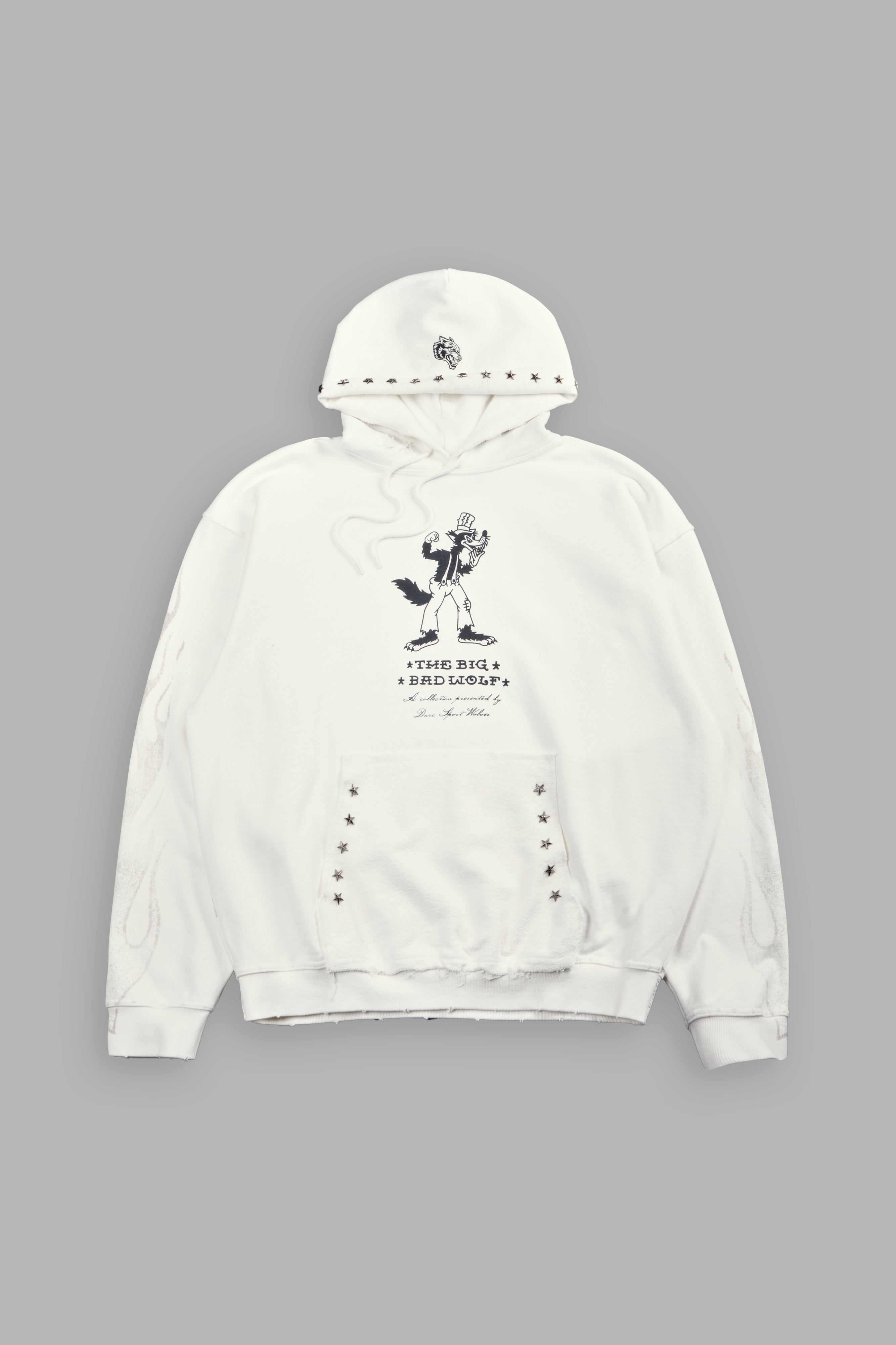 Big Bad Wolf Applique Grunge Moatis Hoodie in Cream – DarcSport