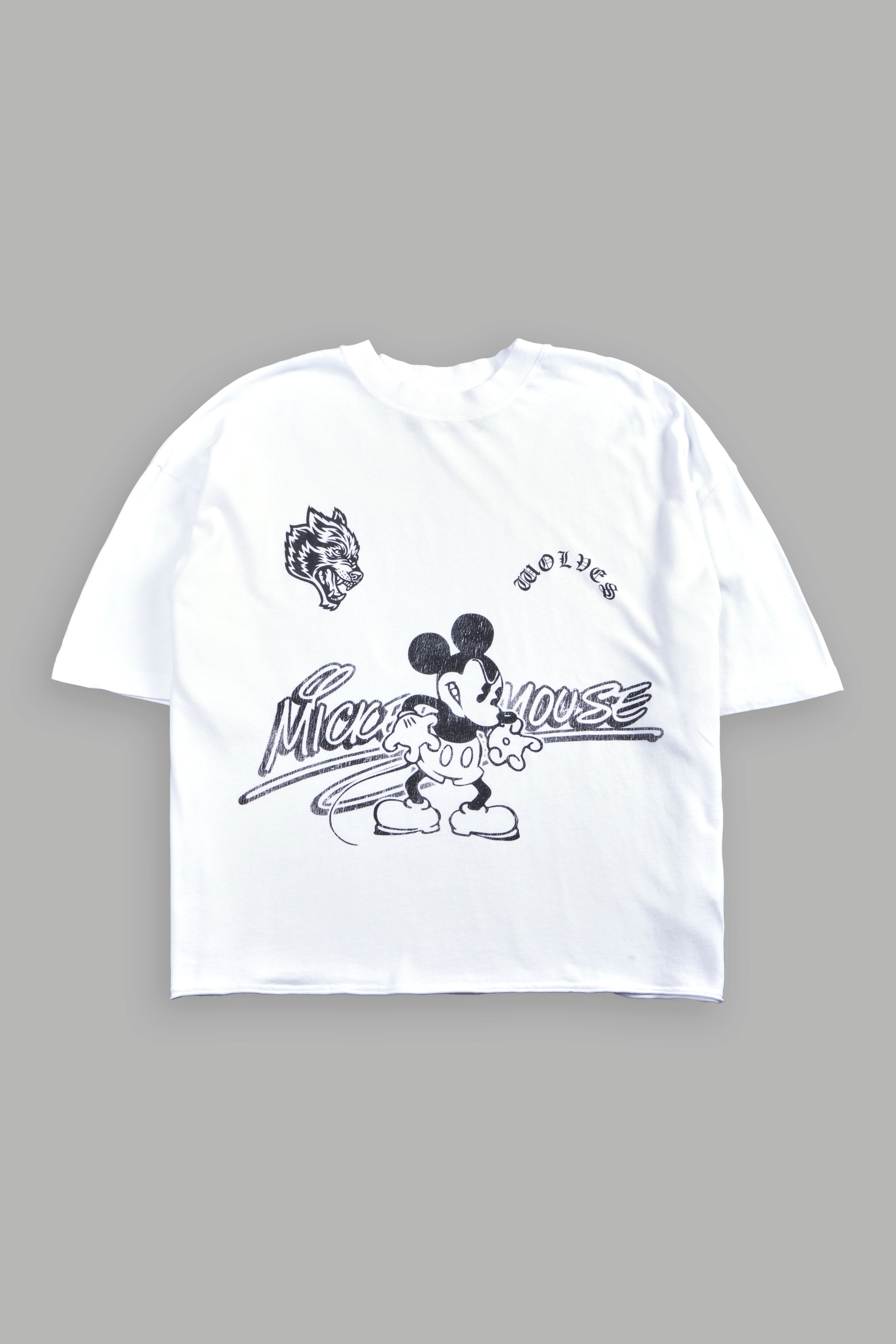Mickey Chopper Premium Raw Hem Box Cut Tee in White – DarcSport