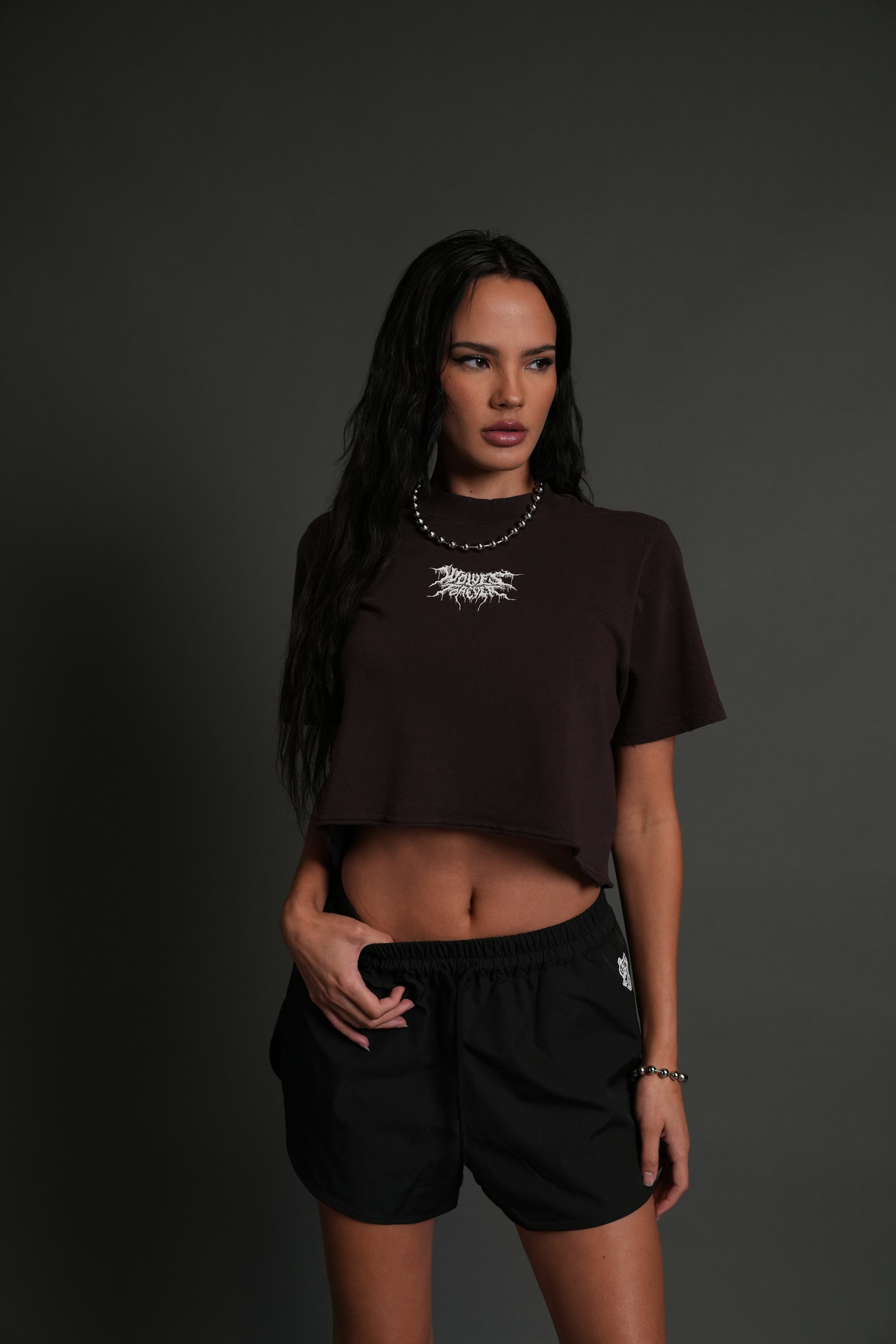 Drip Hesh Distressed Oversized (Cropped) Tee in Darc Garnet