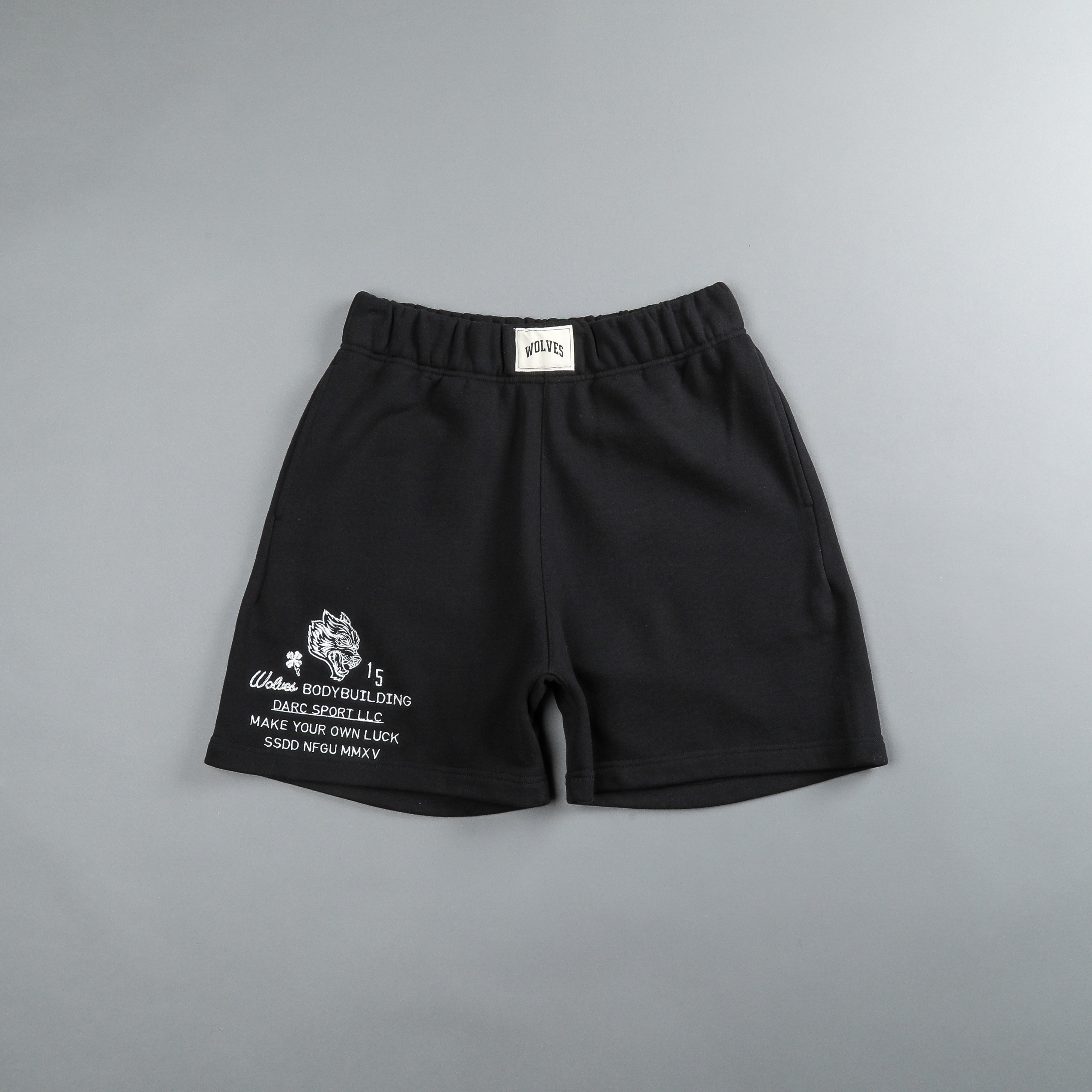 Woven In Patch Liam Sweat Shorts in Black