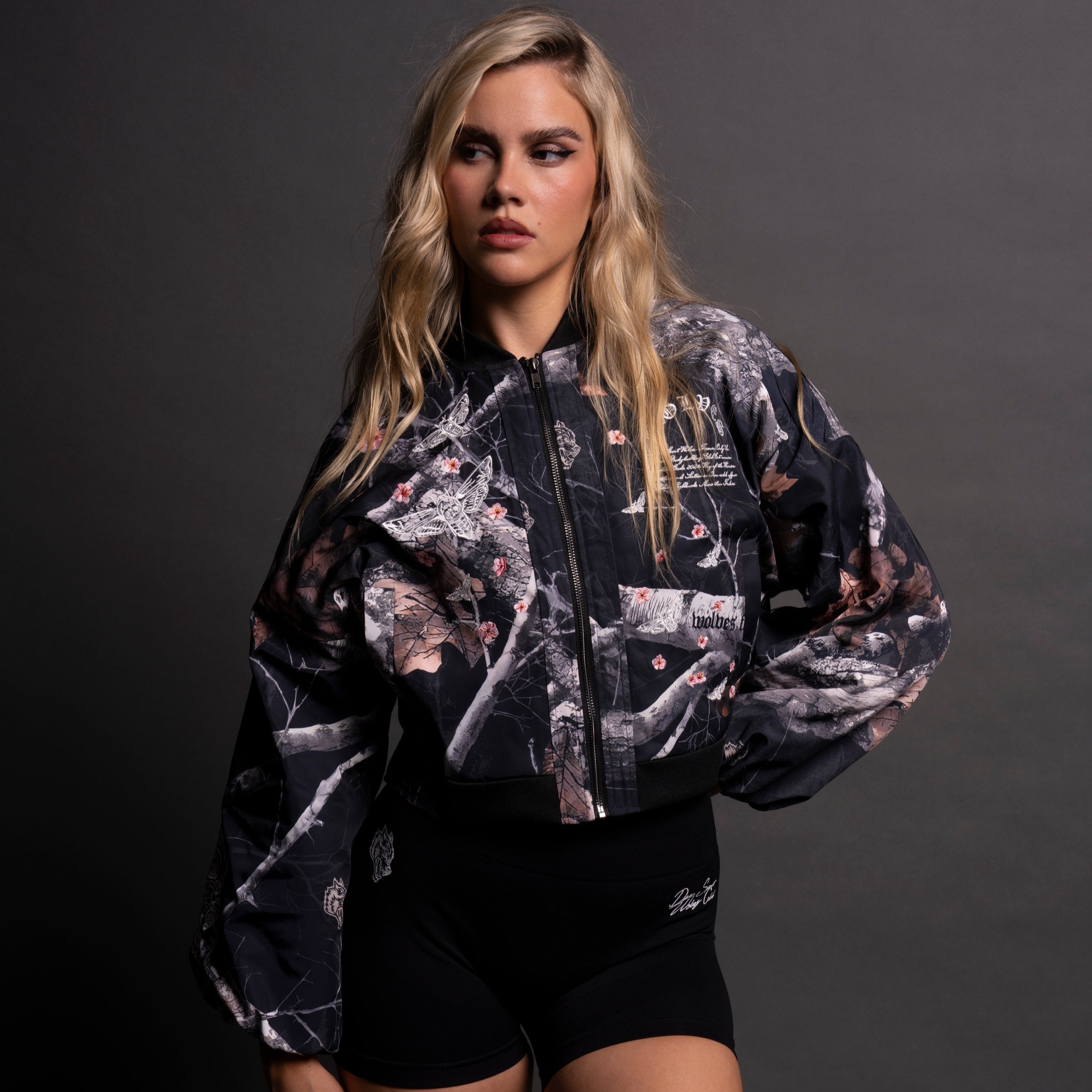 Freedom She Bomber Jacket in Darc Woodland Camo