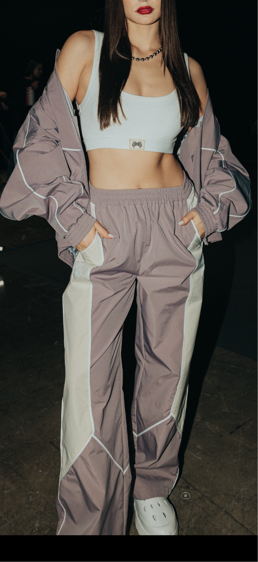 Dual Wolf Quinn Track Pants in Light Mauve/Sand