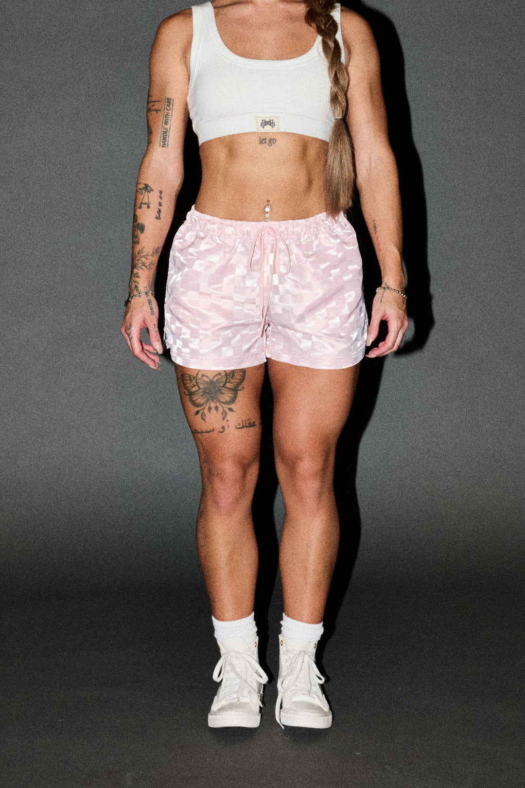 Dual Wolf Roxie Run Shorts In Blush Pink