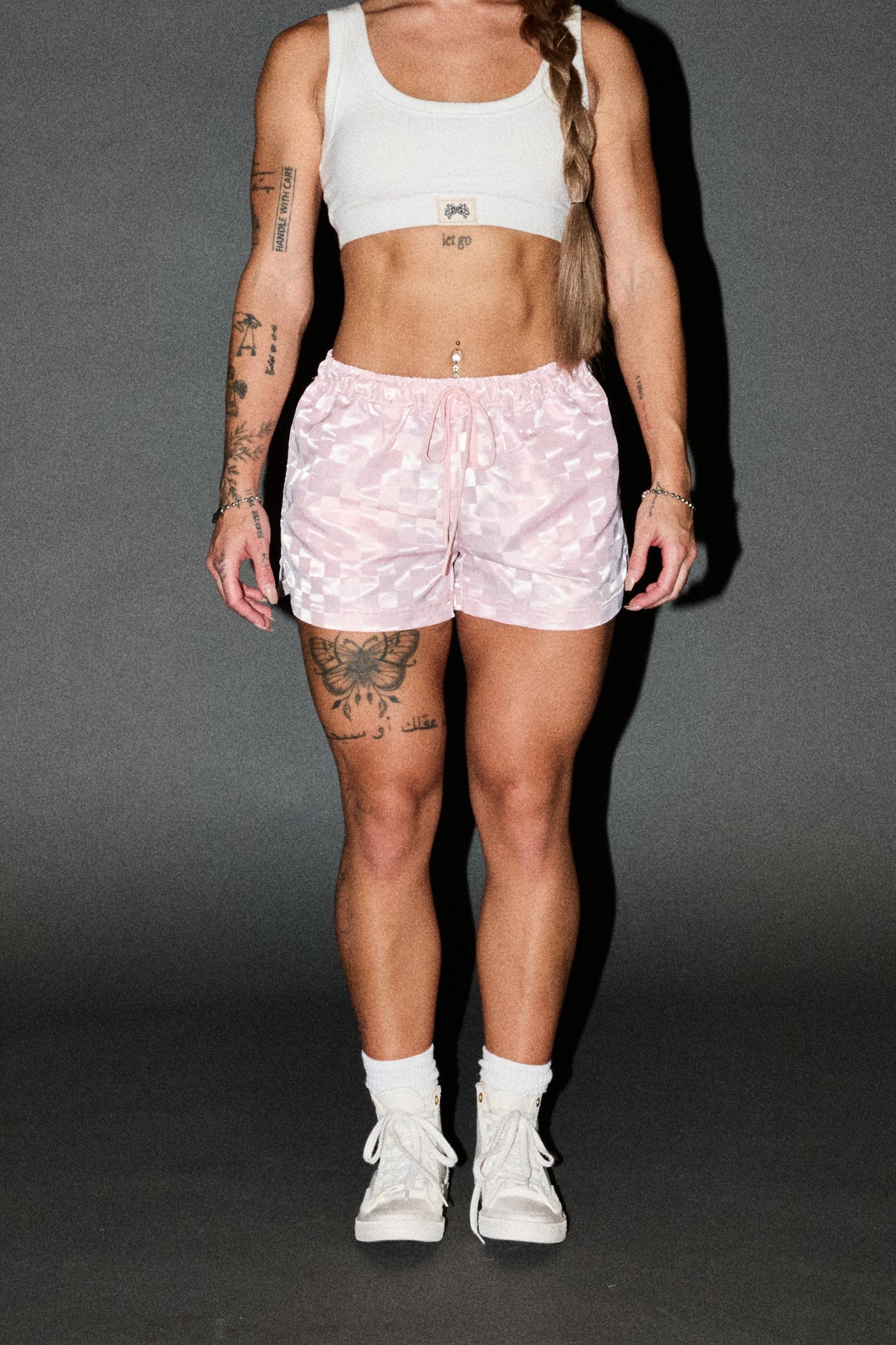 Dual Wolf Roxie Run Shorts In Blush Pink
