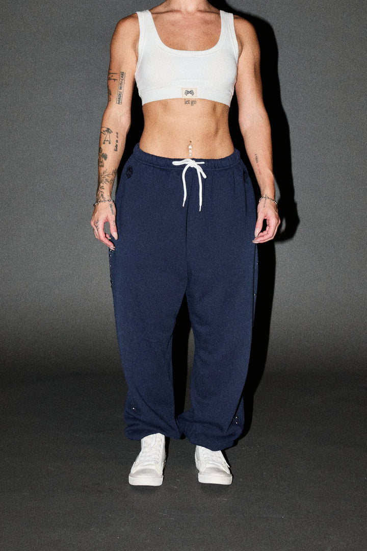 Wolves Heritage Lightweight Lounger Sweat Pants In Navy Sun Fade