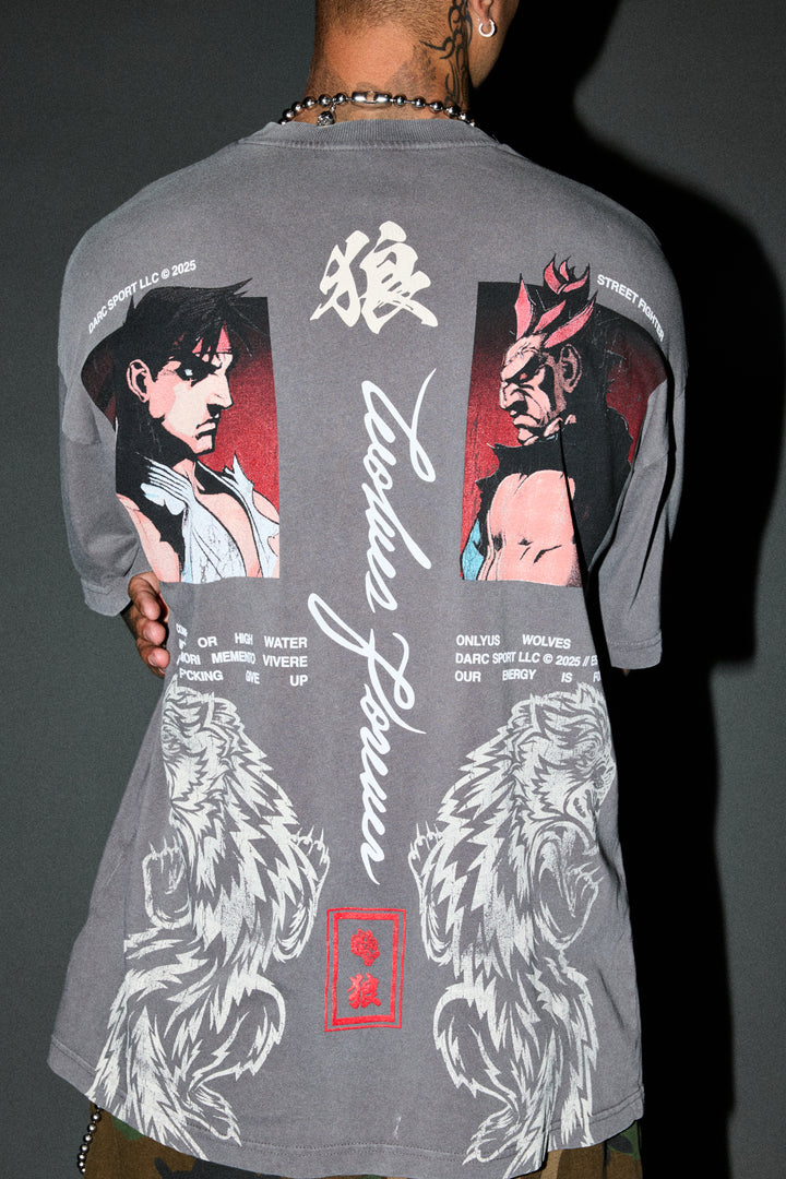 Ultimate Battle  Premium Oversized Tee In Slate Gray