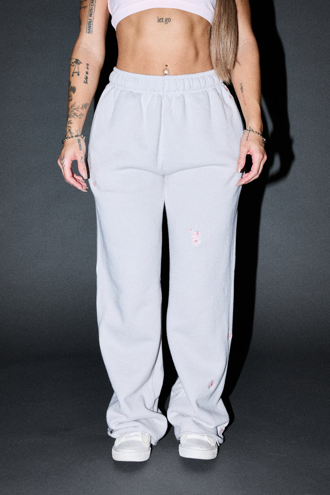 Dual Wolf Sakura Premium Big Cozy Sweats In Stone