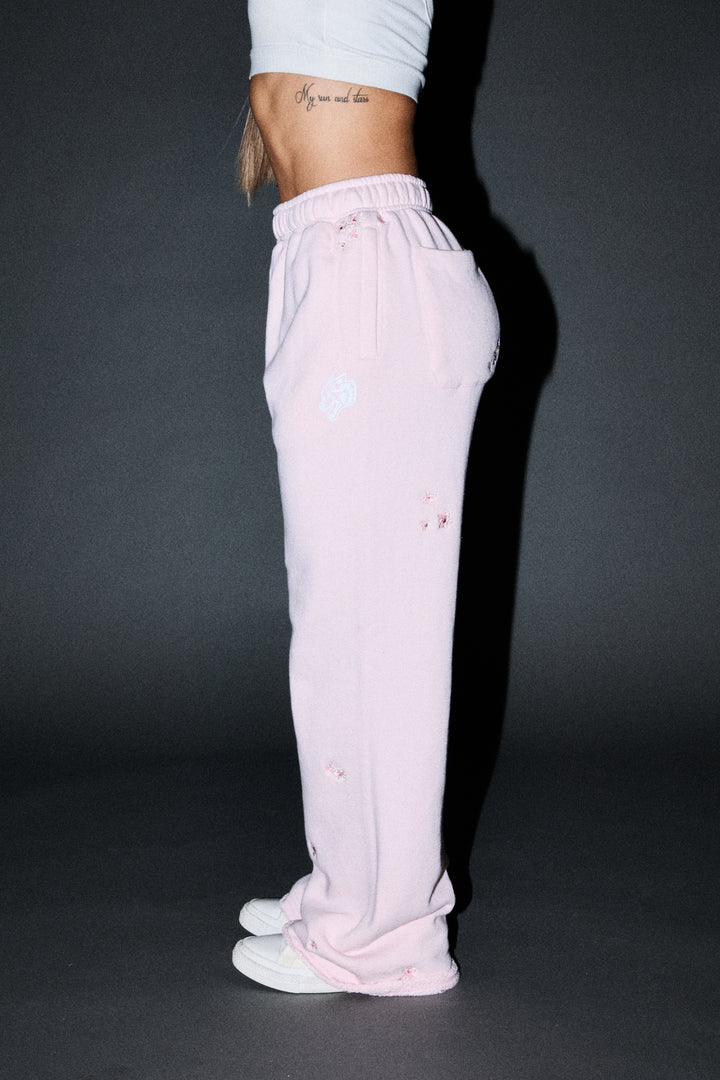 Dual Wolf Sakura Premium Big Cozy Sweats In Blush Pink