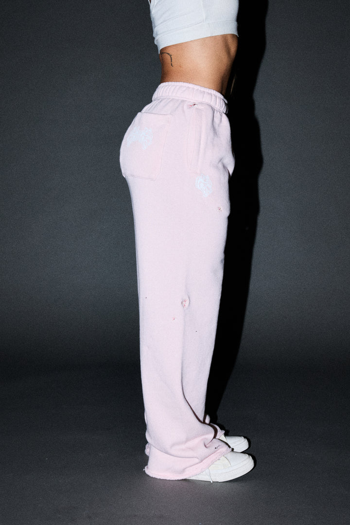 Dual Wolf Sakura Premium Big Cozy Sweats In Blush Pink