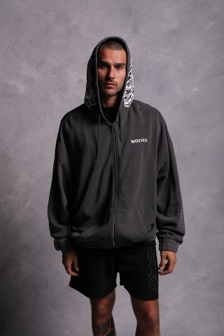 Halo "Vintage Chambers" Zip Hoodie in Wolf Gray