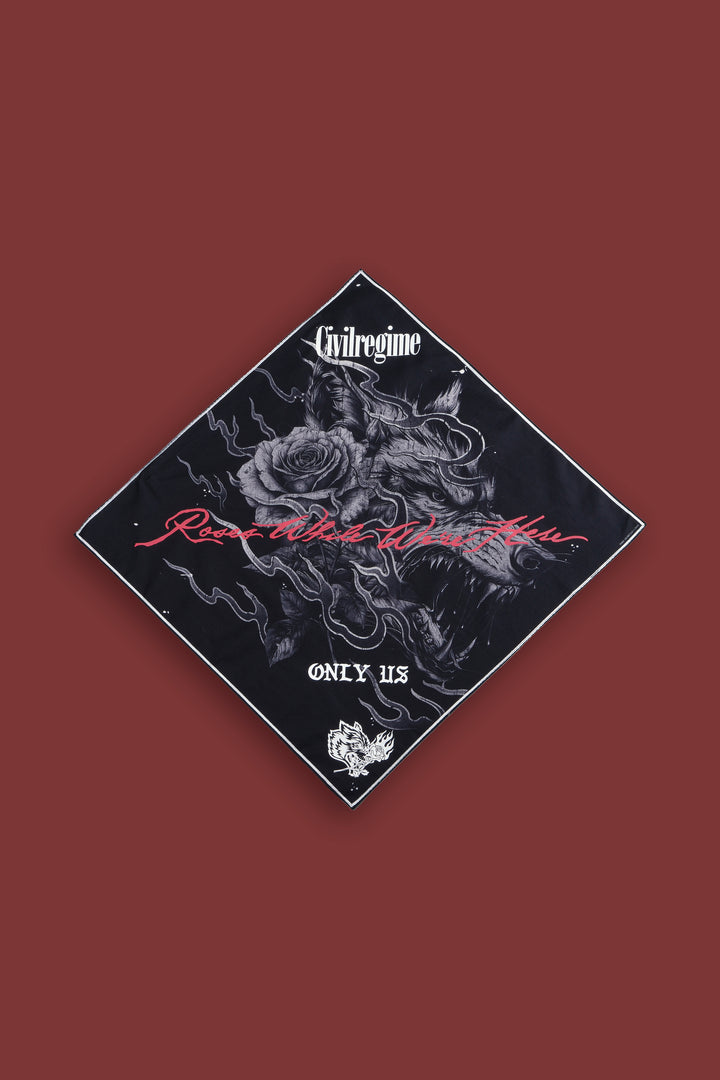 Wolves Among Roses Bandana in Black