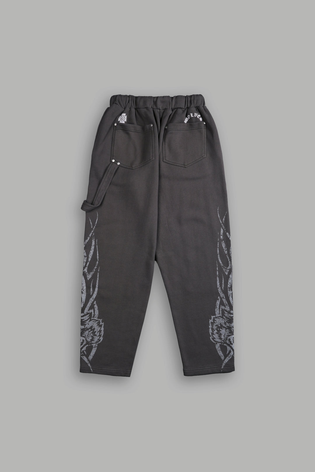 Finite Flame Rivet Fleece Sweat Pants in Wolf Gray