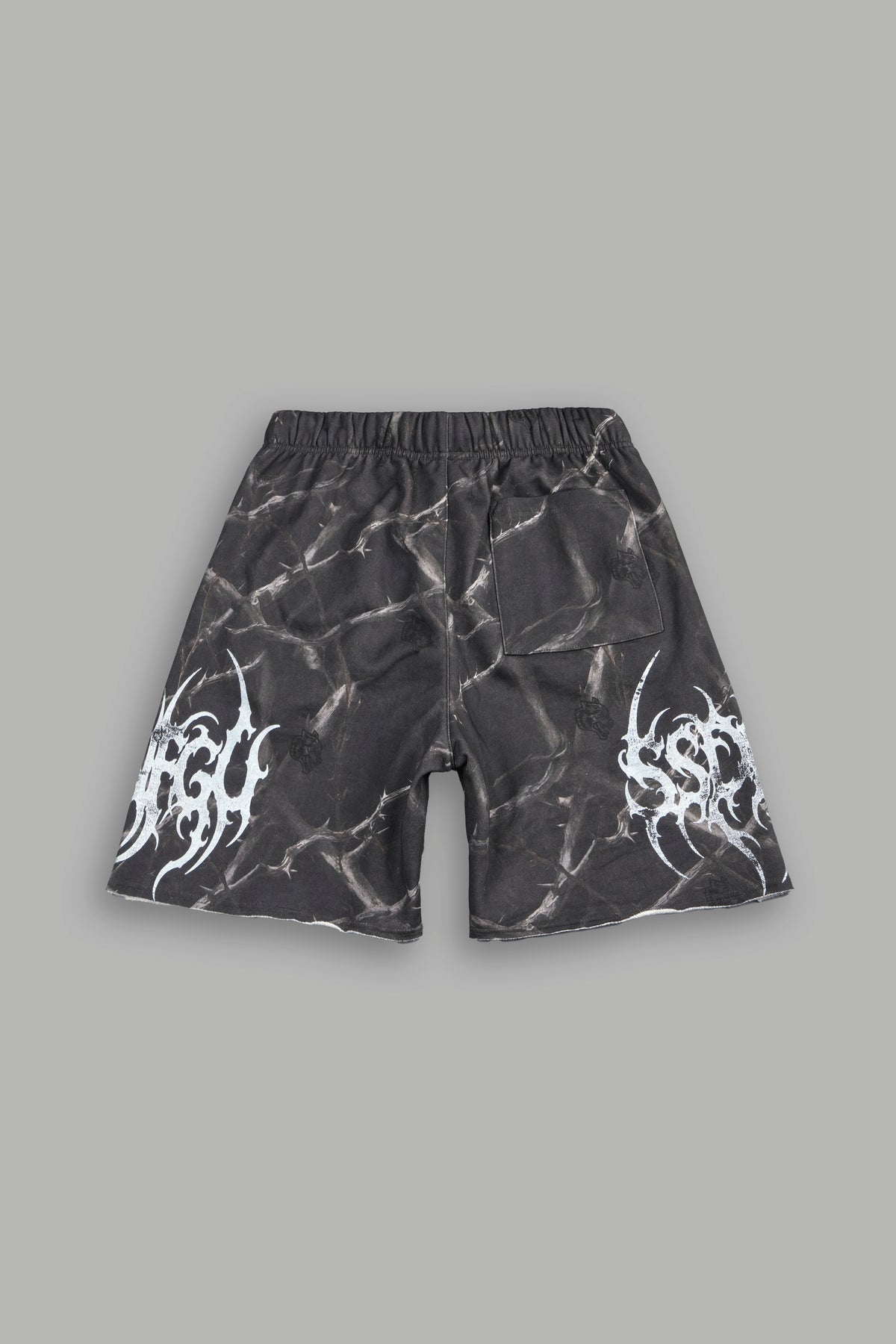 Ssddnfgu Raw Hem Oversized Post Lounge Sweat Shorts In Darc Thorns