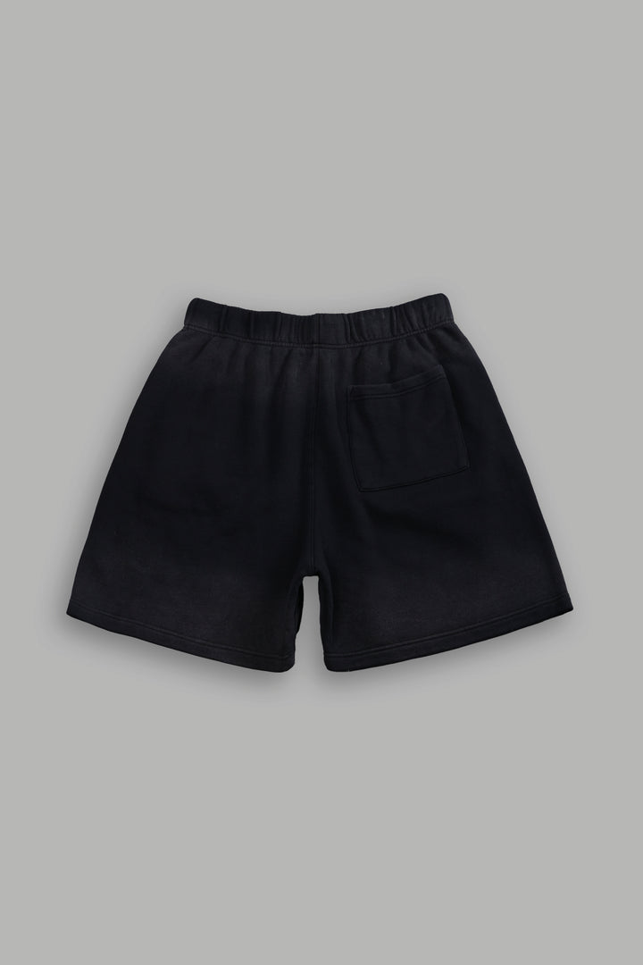 Studded Midnight Wolves Oversized Post Lounge Sweat Shorts in Black Drift Wash