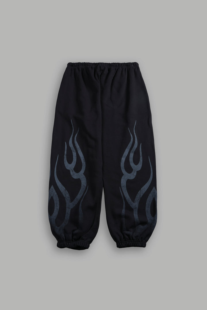 Hollow Flame Lightweight Lounger Sweat Pants in Black