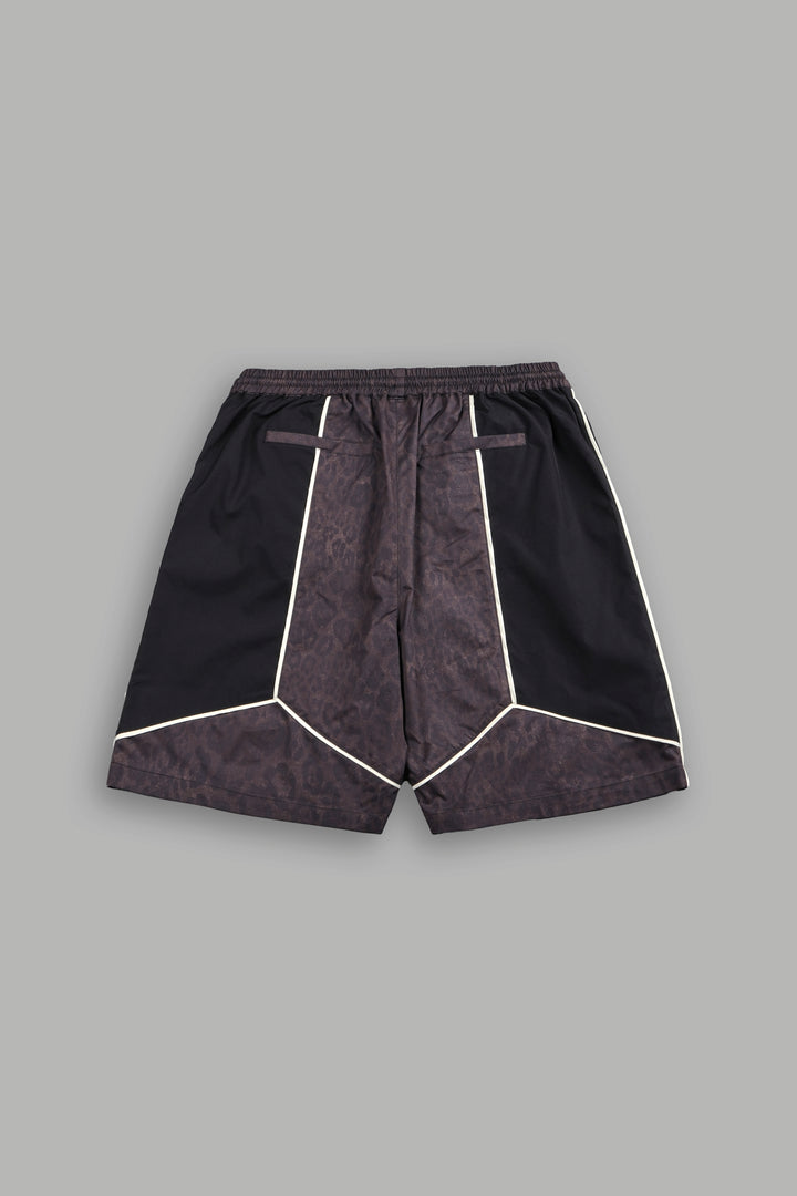 Dual Mens Quinn Track Short in Darc Brown Leopard