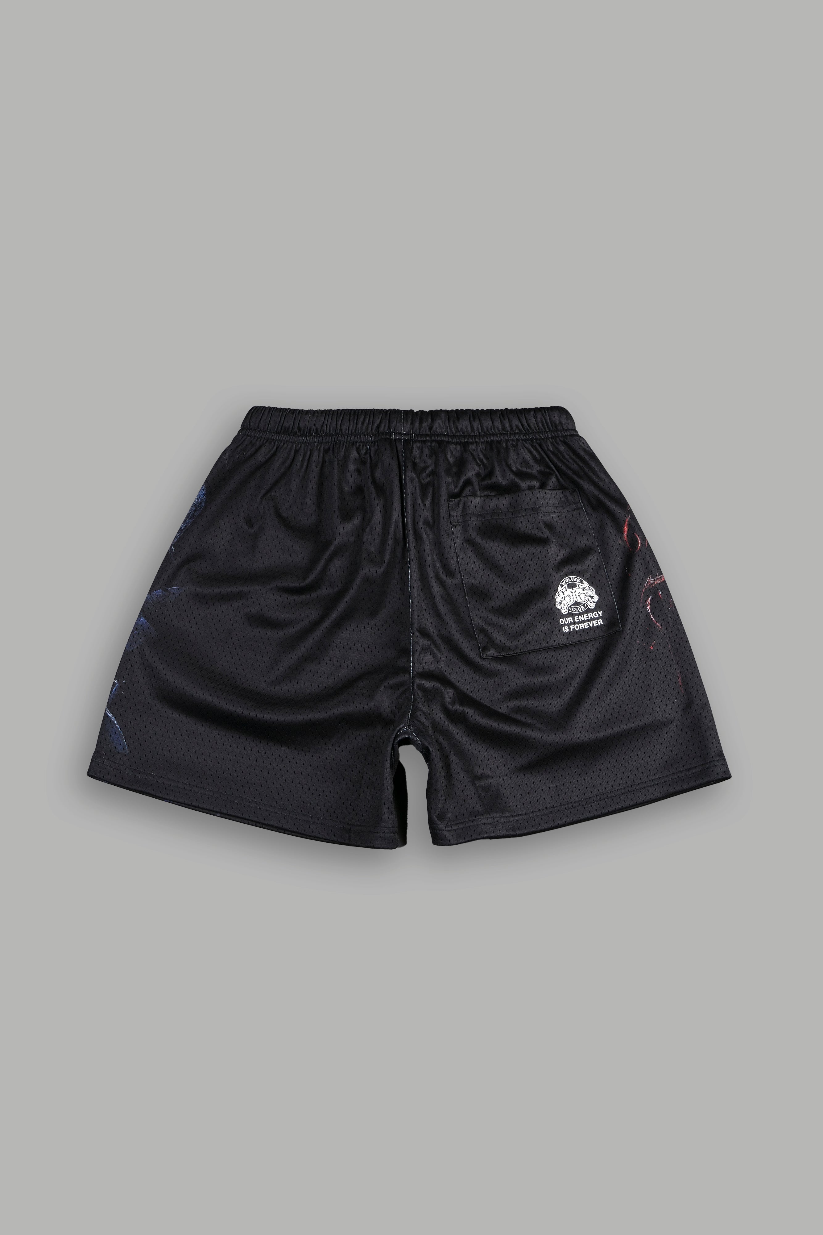 Web Of Carnage Mesh Shorts in Black