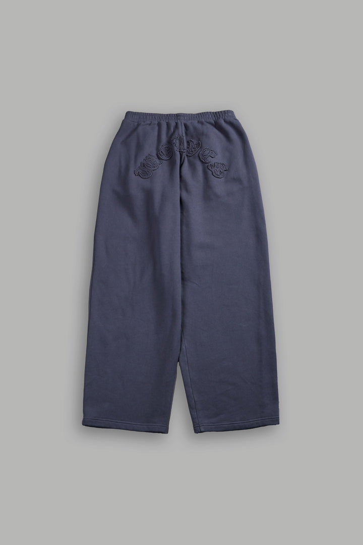 Chopper Appliqué "Yara" Pleated Sweat Pants V2 in Midnight Blue