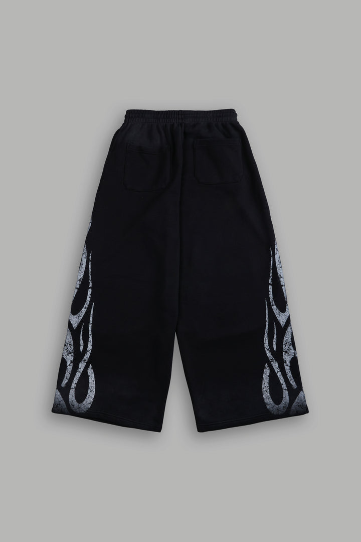 Finite Flame She Mia Cargo Sweat Pants in Black Drift Wash