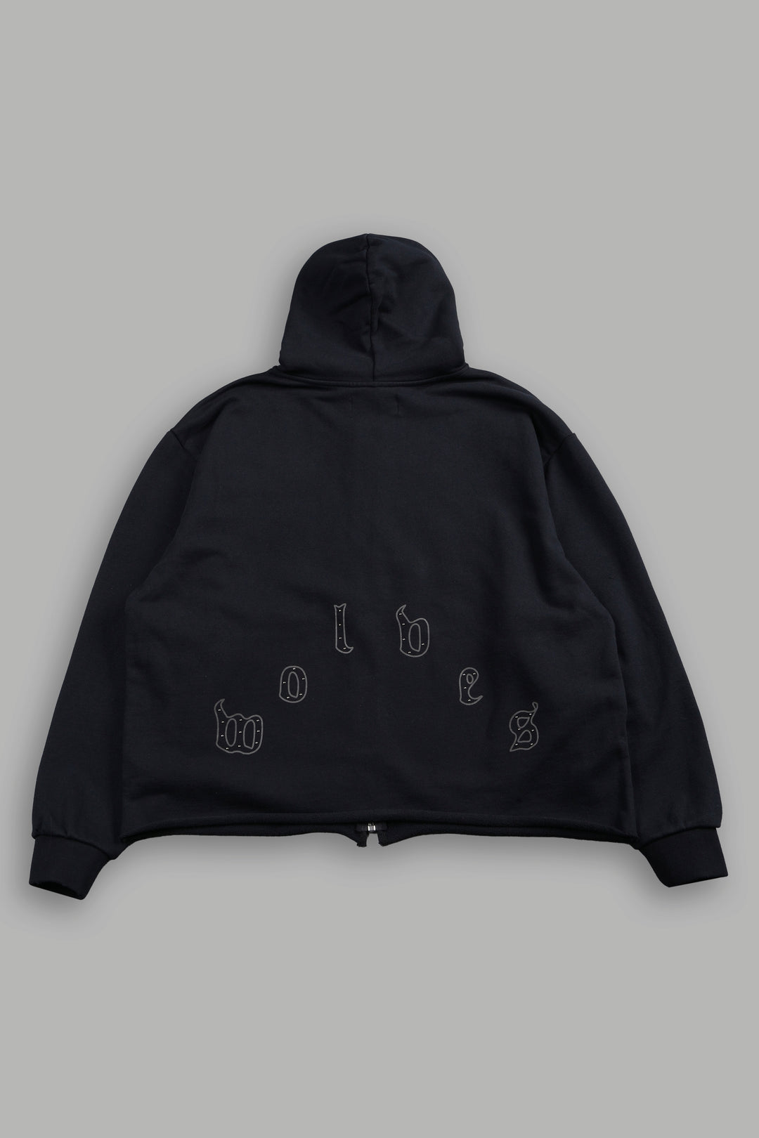 Darc Heaven Distressed Grunge Mid Length Raw Hem Zip Hoodie In Black
