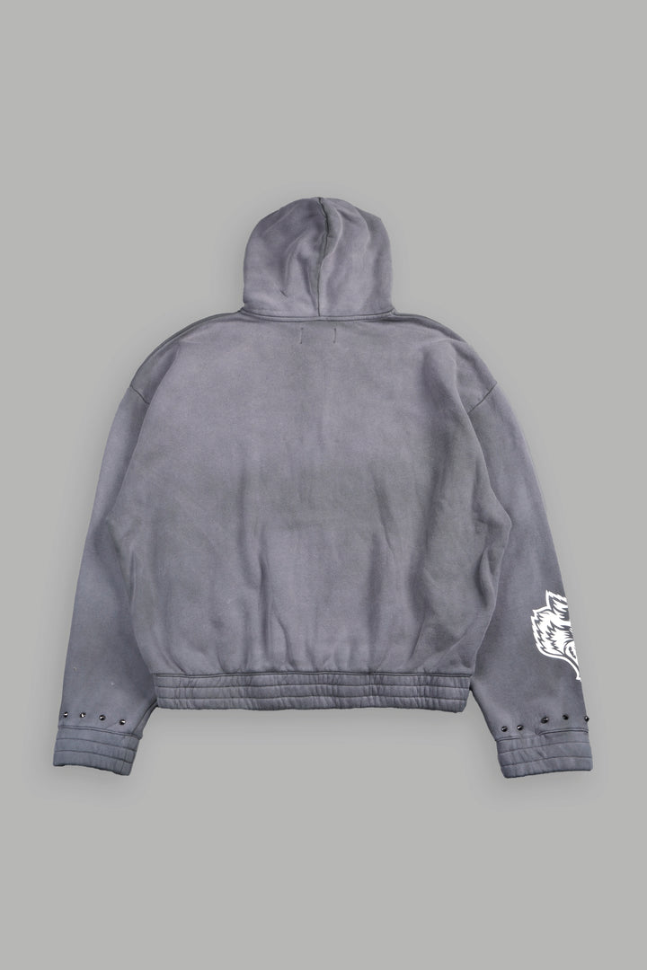 Studded Mantra Chambers Zip Hoodie In Slate Gray Super Sun Fade