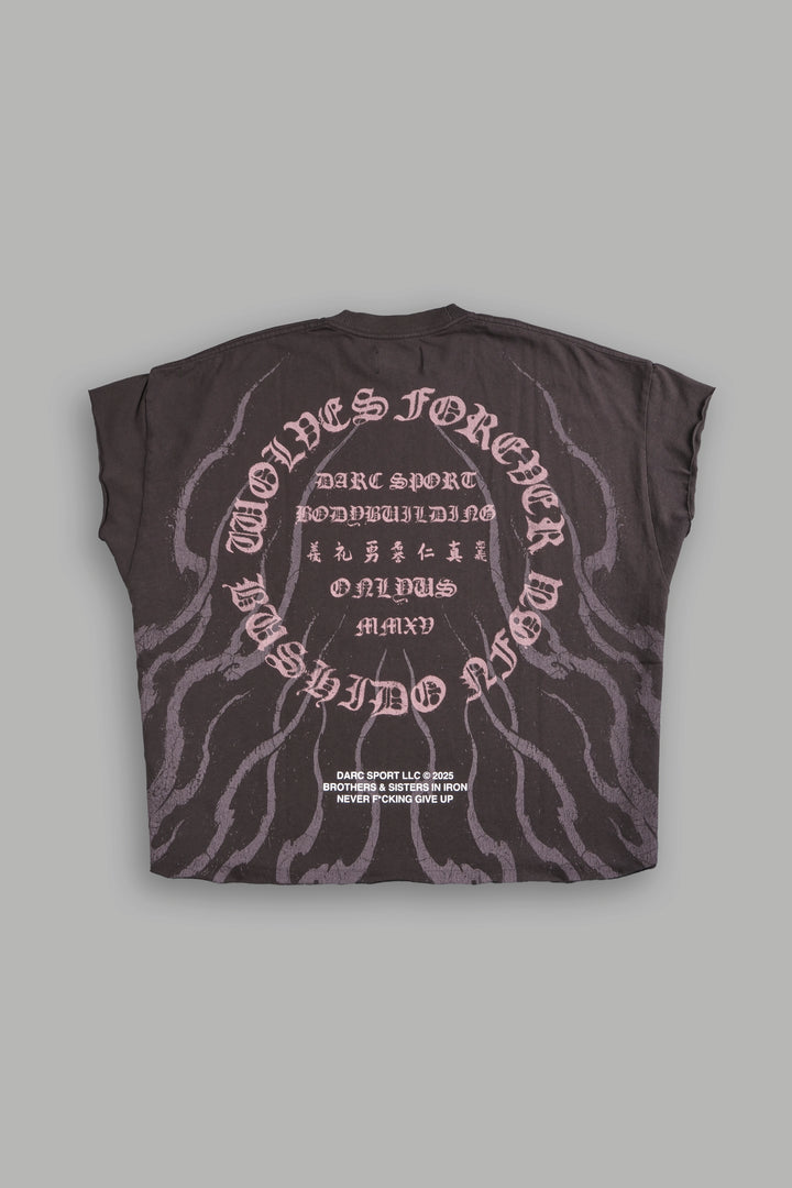 Warrior's Fire Grunge Cut-Off Tee in Darc Brown
