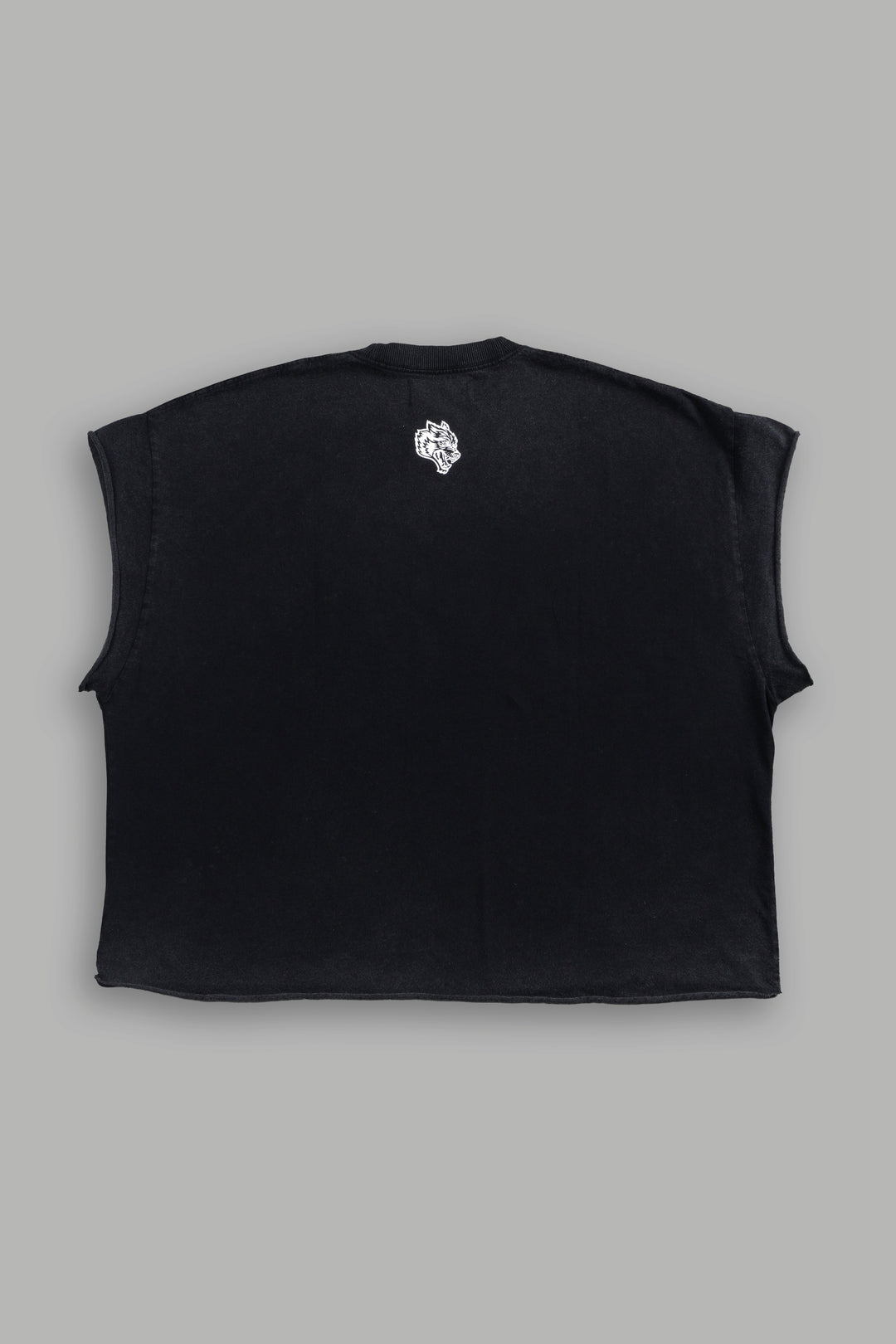 Watch Over Me Grunge Cut-Off Tee in Black
