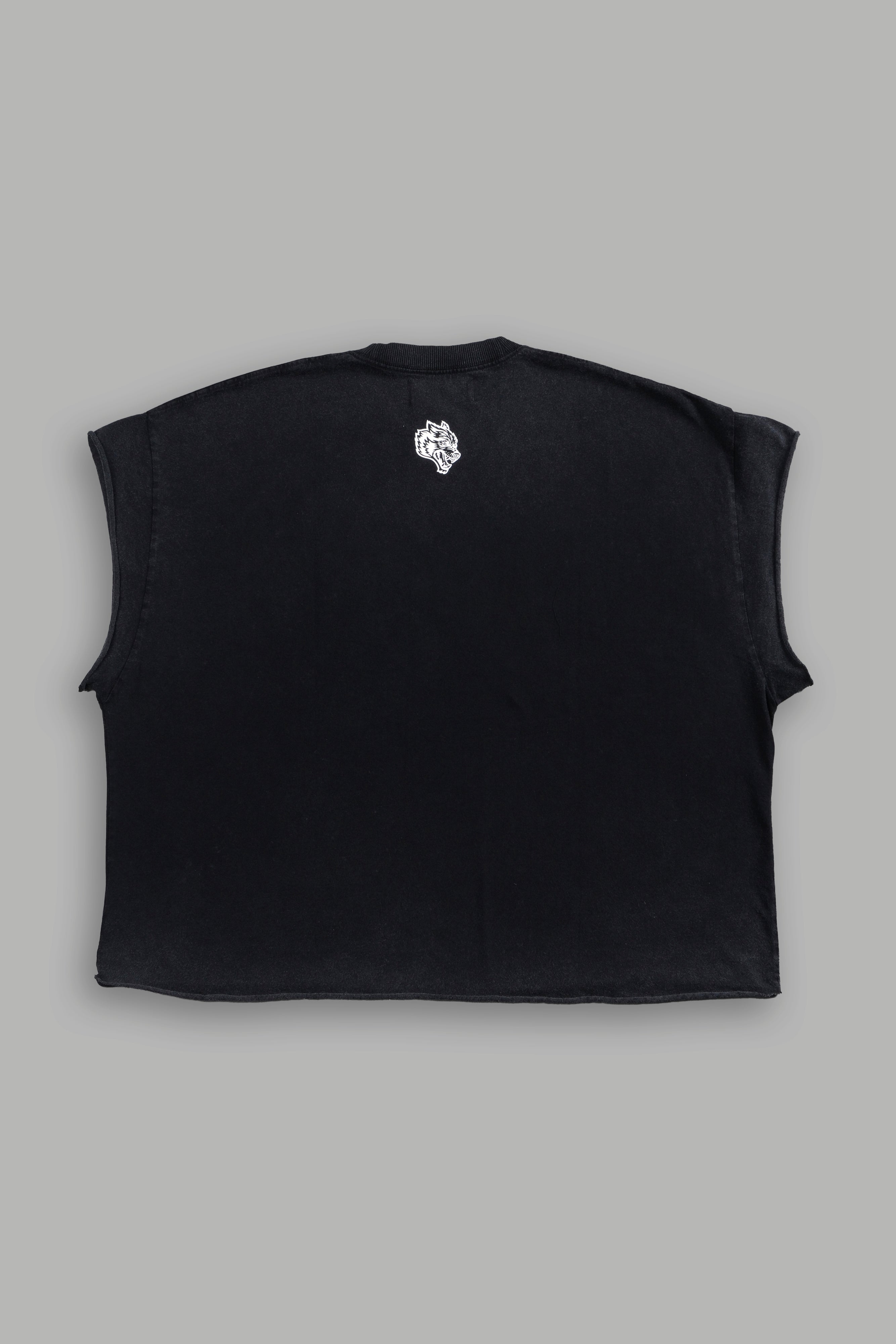 Watch Over Me Grunge Cut-Off Tee in Black