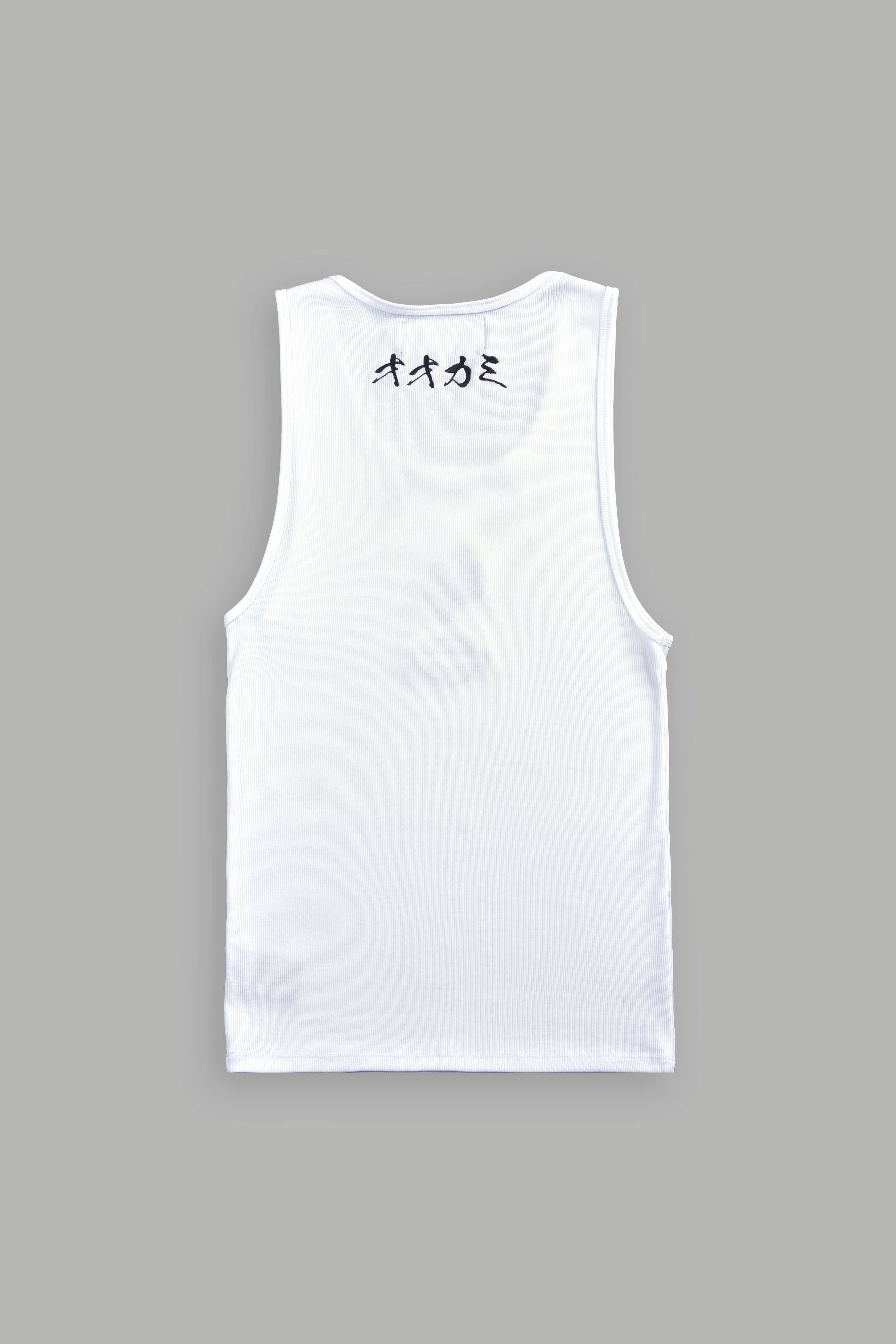 Bar Wolf Ribbed Tank V2 in White