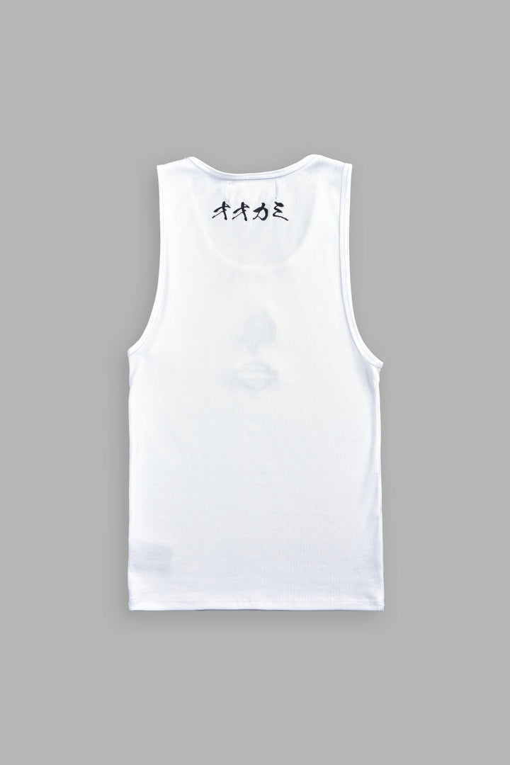 Bar Wolf Ribbed Tank V2 in White