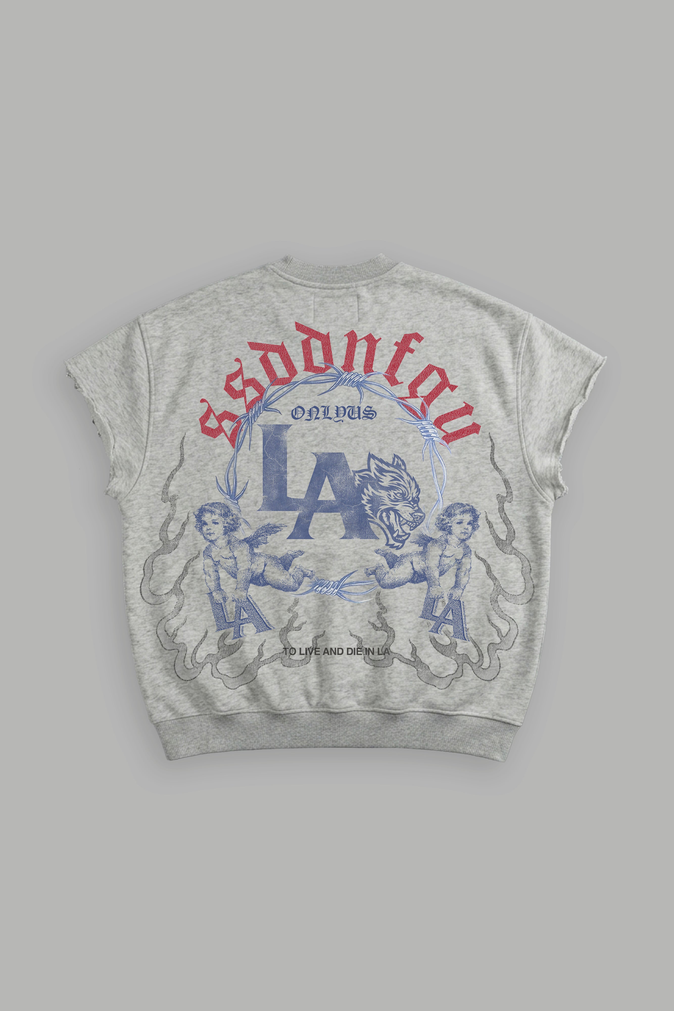 La Heritage Cap Sleeve London Crewneck in Light Athletic Gray