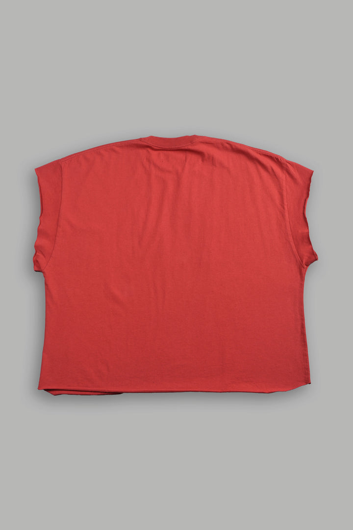 Loyalty Frvr Grunge Cut-Off Tee in Roman Red