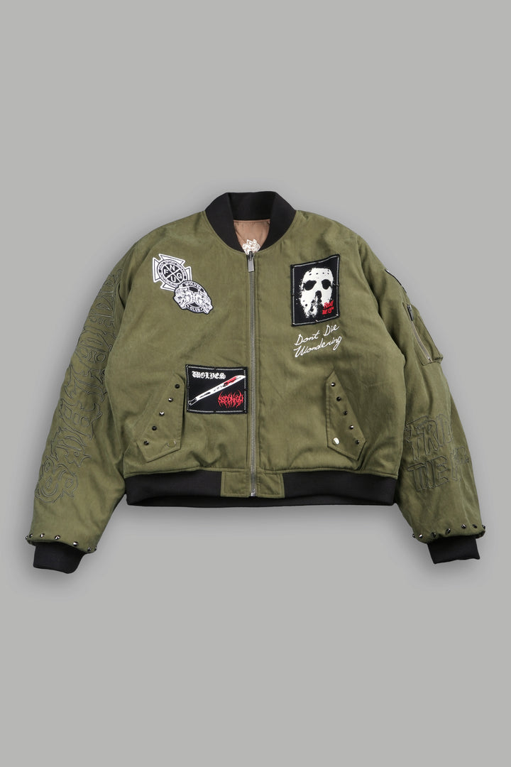 Jason Frvr Cloud Quilted Reversible Bomber Jacket In Dover Green/Taupe