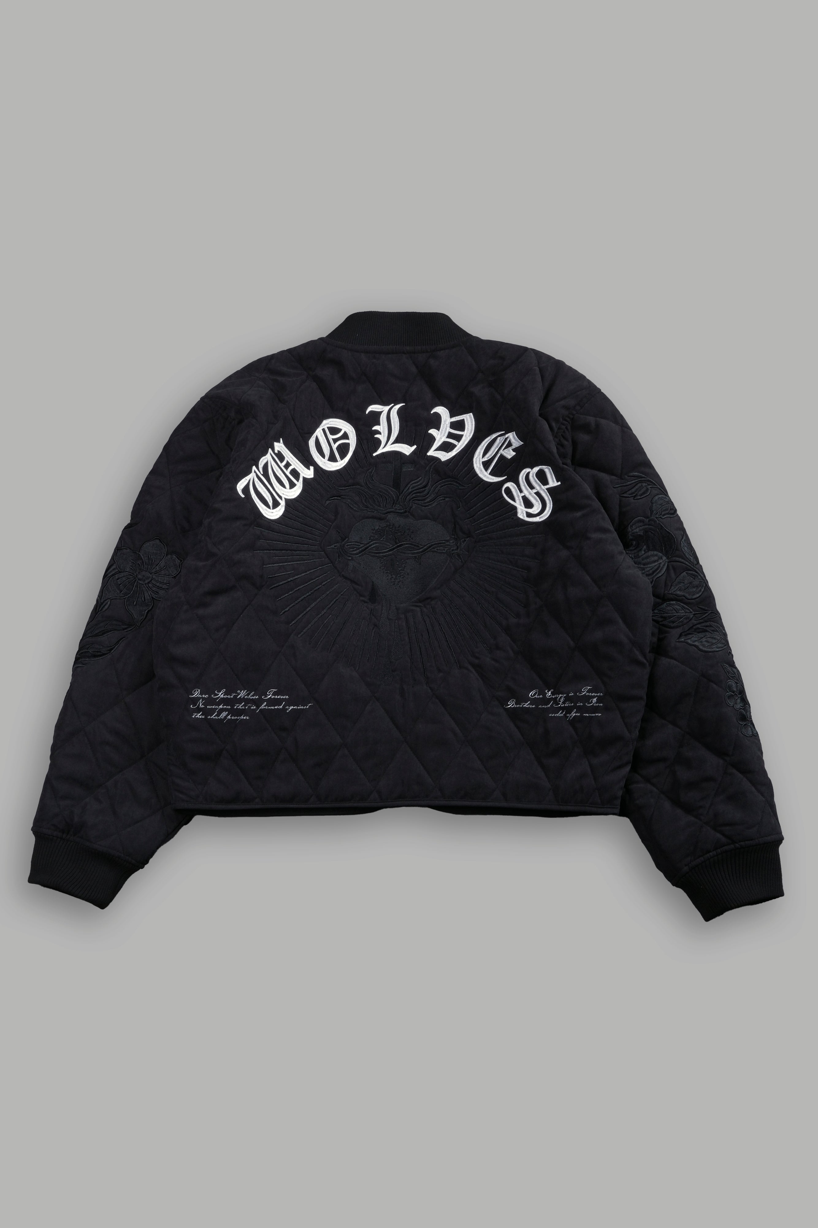 Sacred Wolves Boxy Darco Quilted Jacket in Black