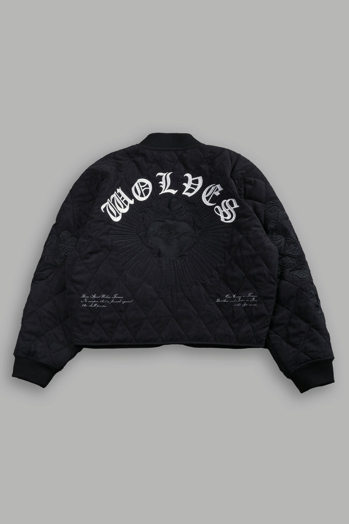 Sacred Wolves Boxy Darco Quilted Jacket in Black