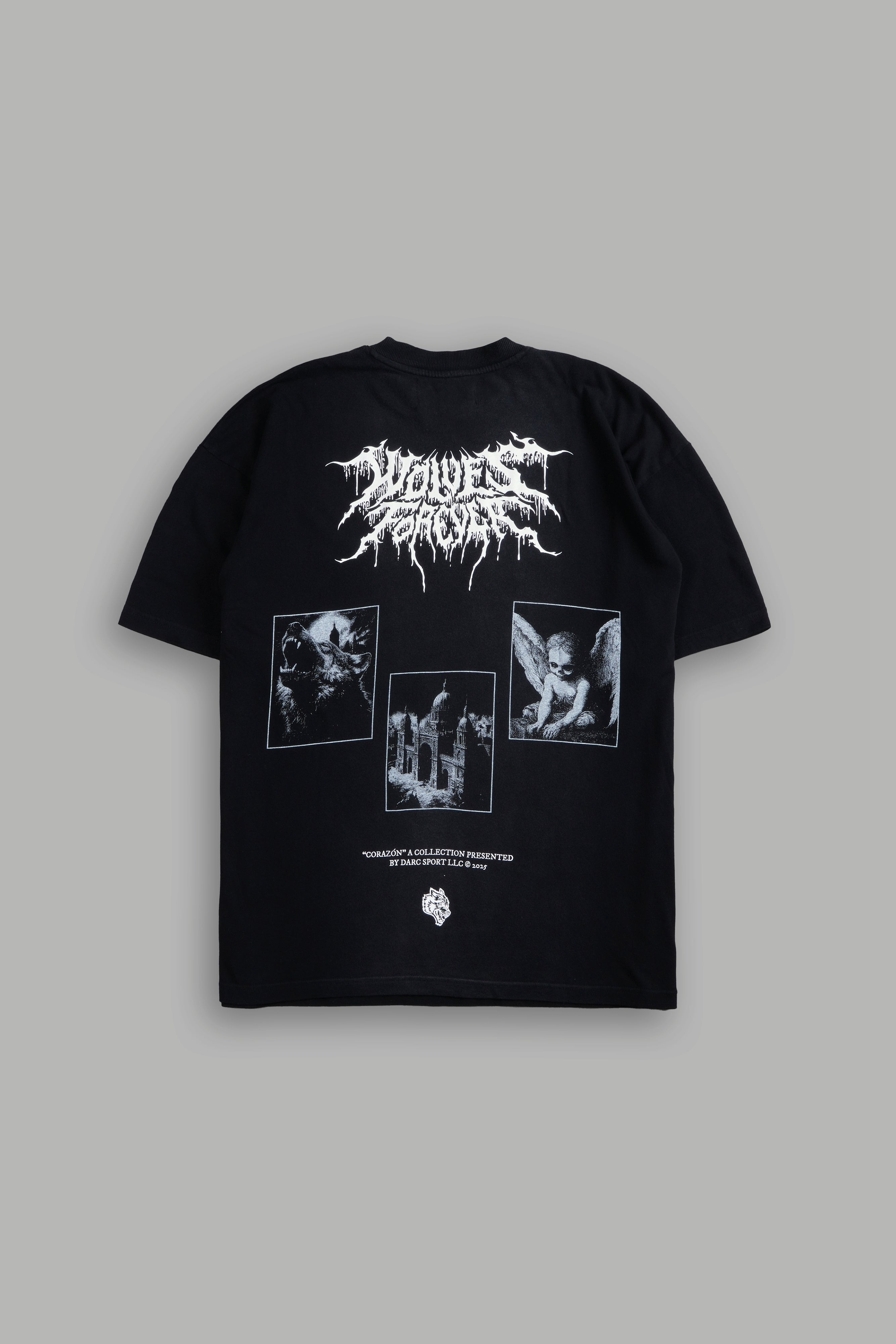 Life From Death "Premium" Oversized Tee in Black Spine Sun Fade