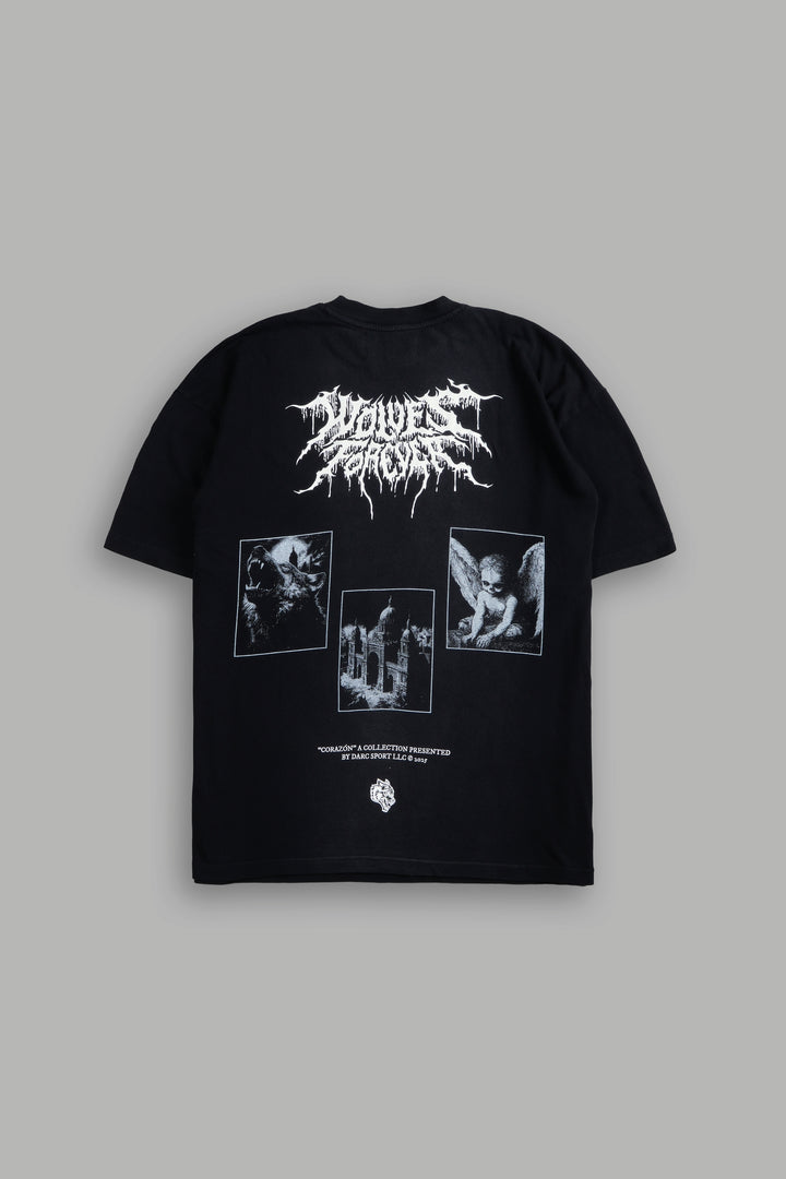 Life From Death "Premium" Oversized Tee in Black Spine Sun Fade