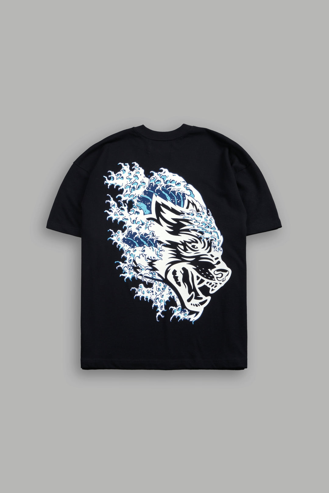 Wave Wolf Premium Oversized Tee in Black