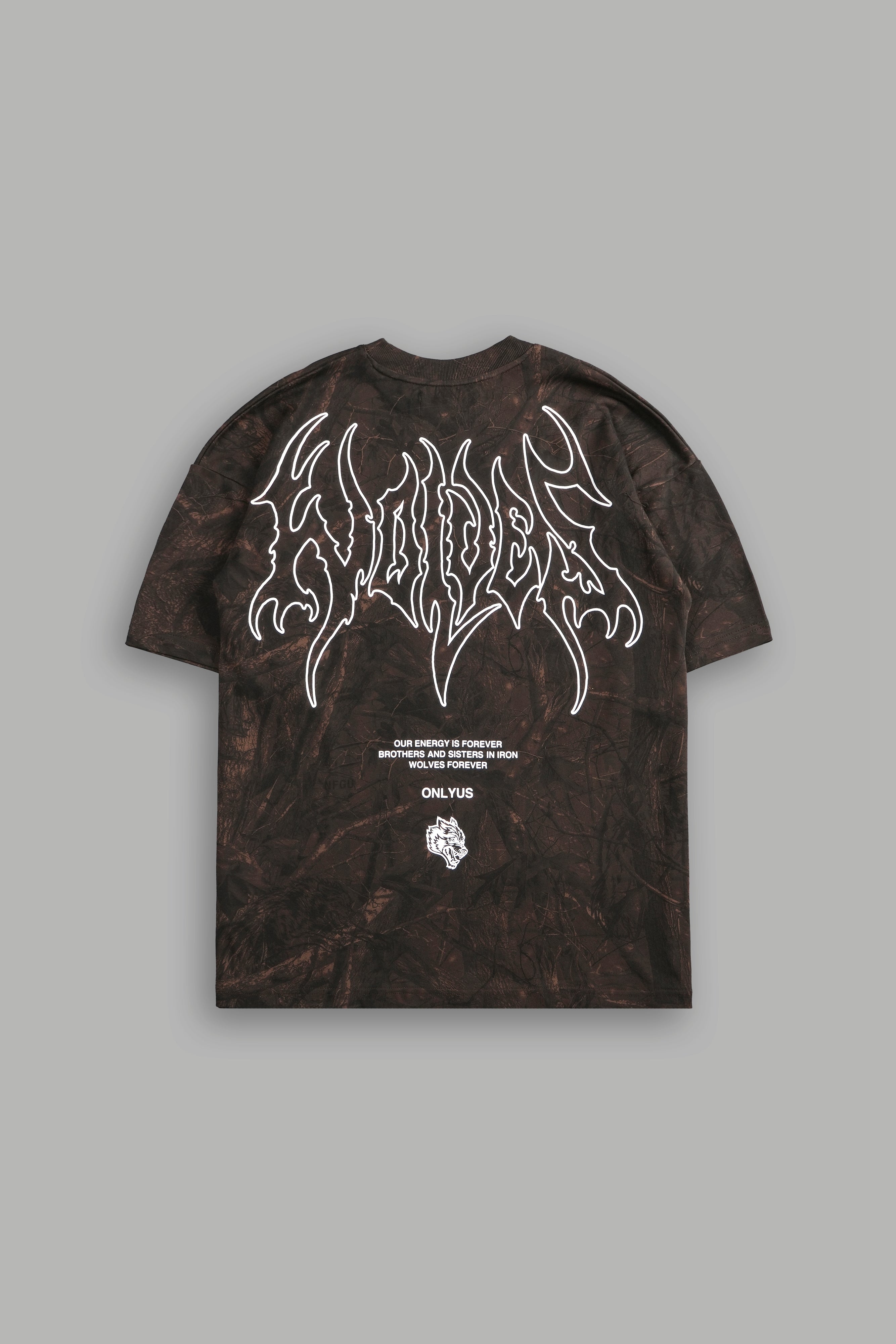 Origin Hesh "Premium" Oversized Tee in Brown Driftwood Forest Camo