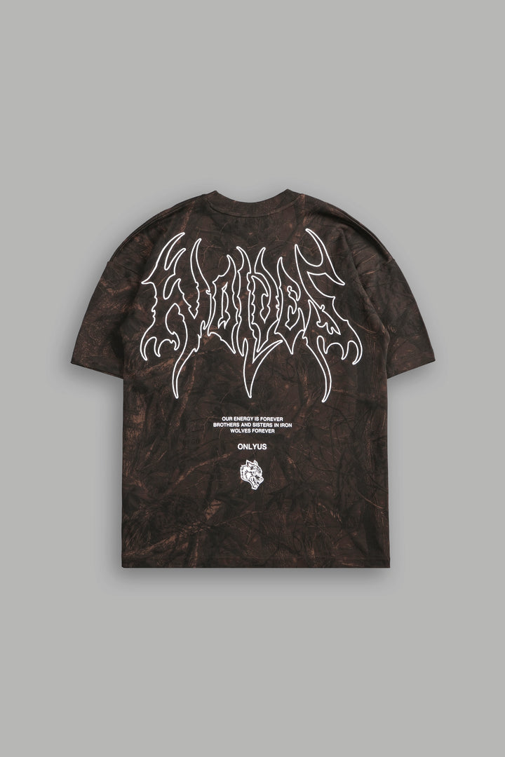 Origin Hesh "Premium" Oversized Tee in Brown Driftwood Forest Camo