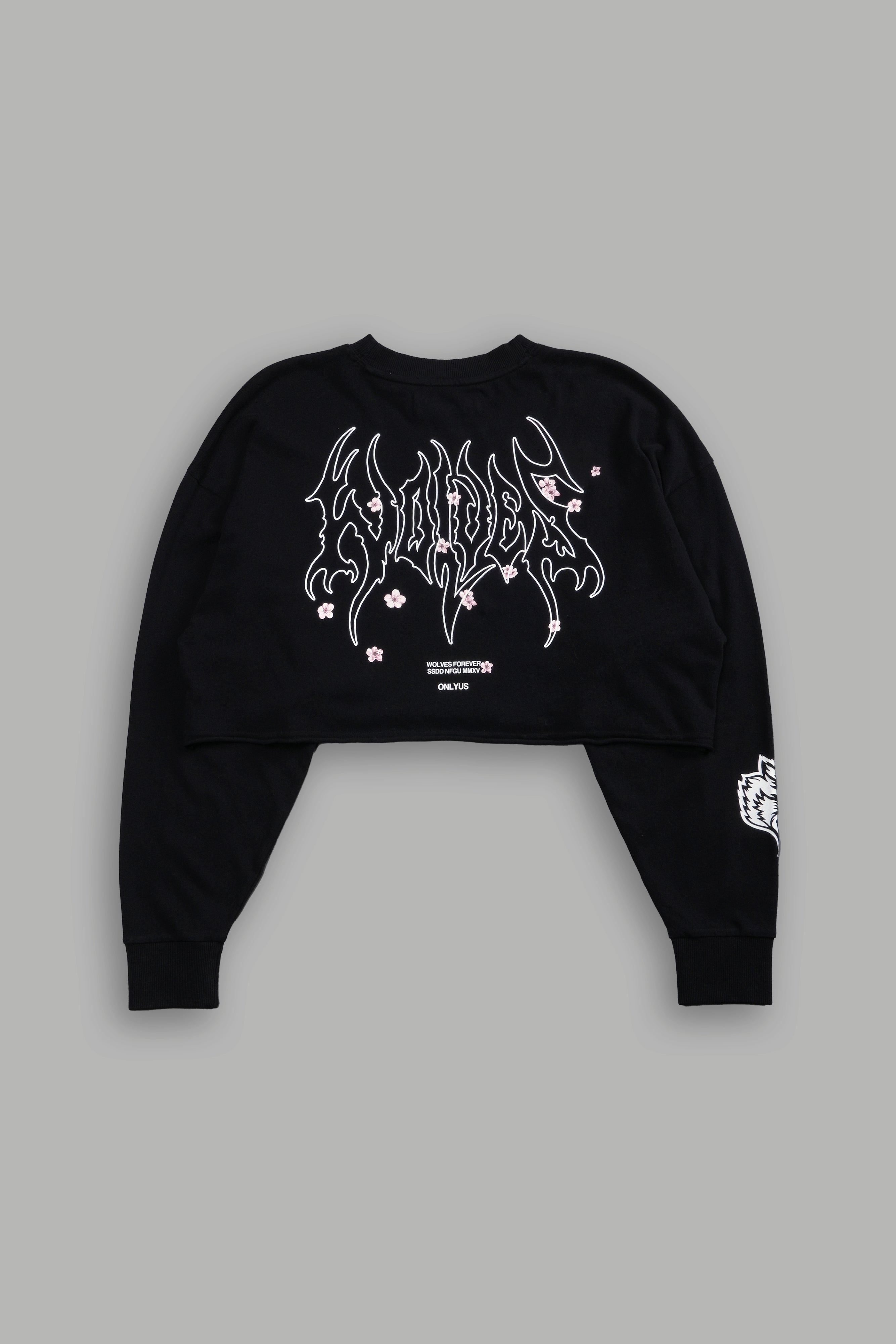 Hesh Blossom "Premium" Oversized Cropped L/S Tee in Black