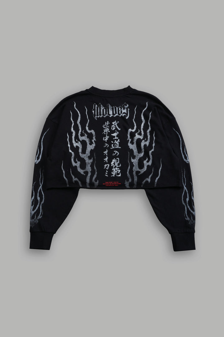 Darc Infernal "Premium" Oversized Cropped L/S Tee in Black