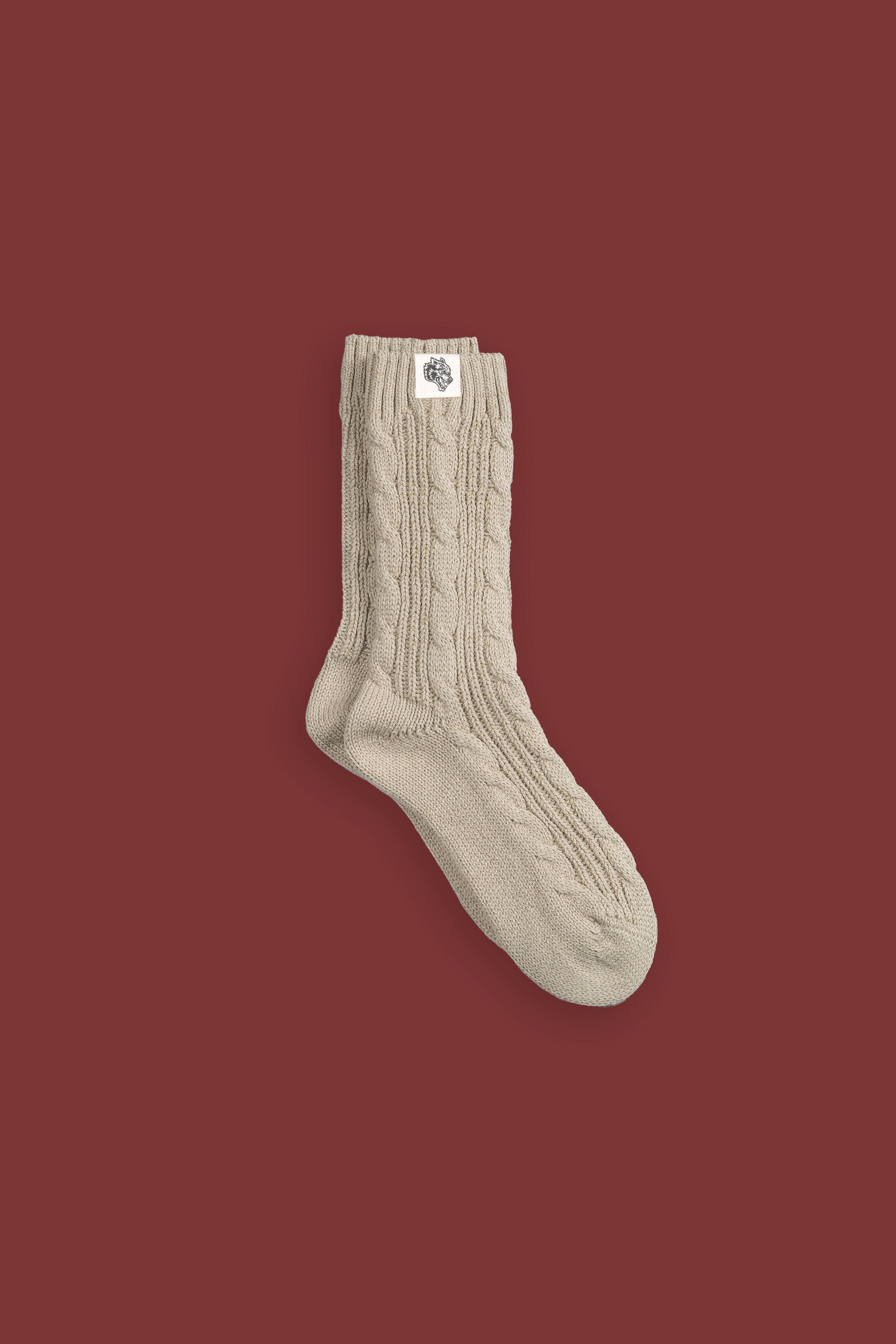 Wolf Patch Evey Socks in Taupe