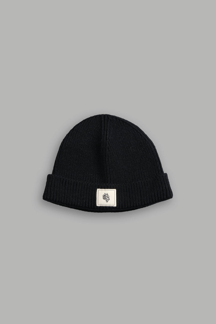 Wolf Patch Beanie in Black