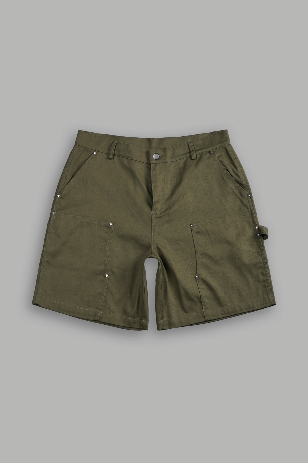 Wolf Chopper Oversized Clark Utility Shorts in Olive